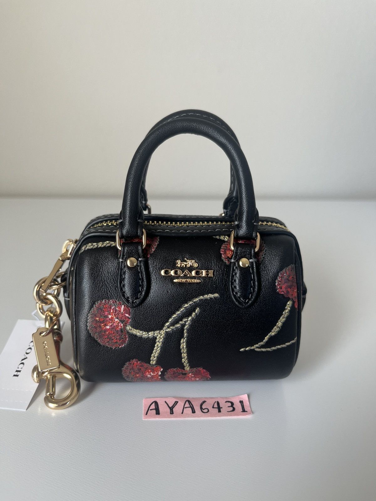 Coach Coach Mini Rowan Bag Charm With Cherry Print Size ONE SIZE - 1 Thumbnail