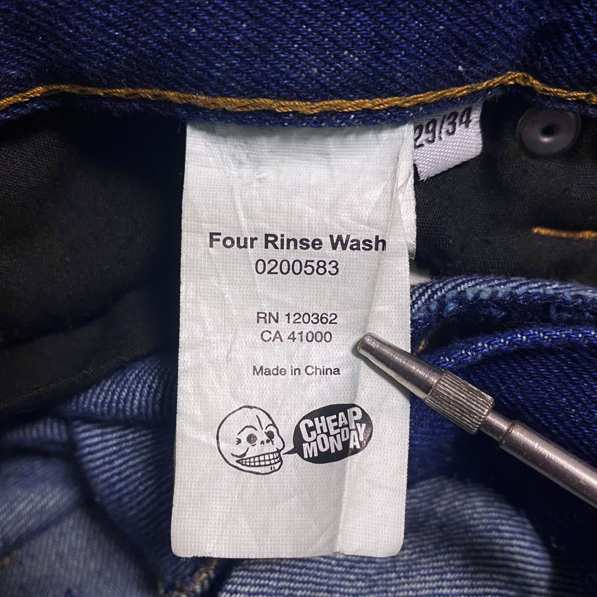 Cheap Monday Cheap Monday Four Rinse Wash Cotton Navy Jeans Thick Denim Size 29" - 15 Thumbnail