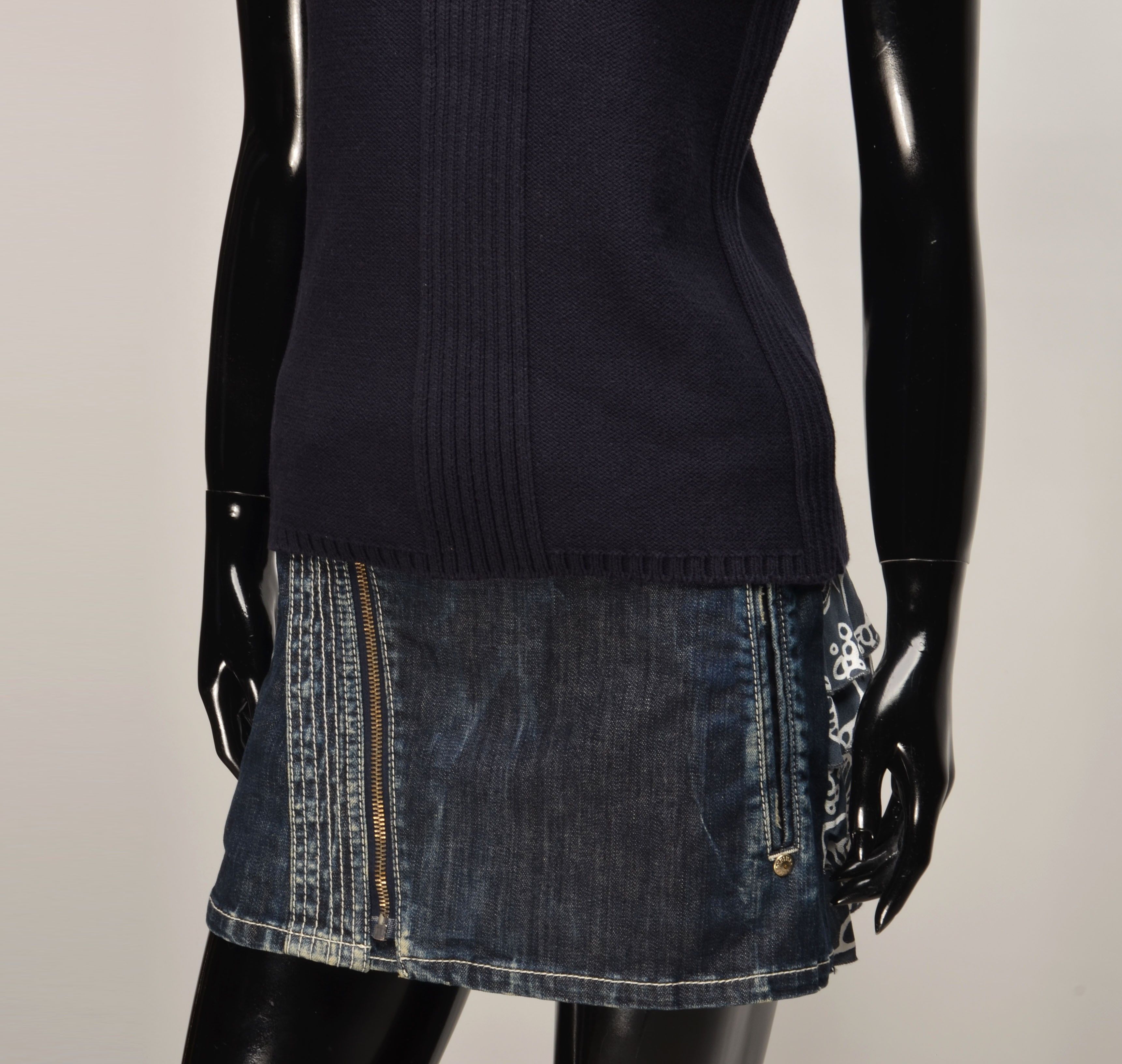 Sonia Rykiel Vintage Sonia Rykiel 90's Navy Knitted Turtleneck Top Size S / US 4 / IT 40 - 3 Thumbnail