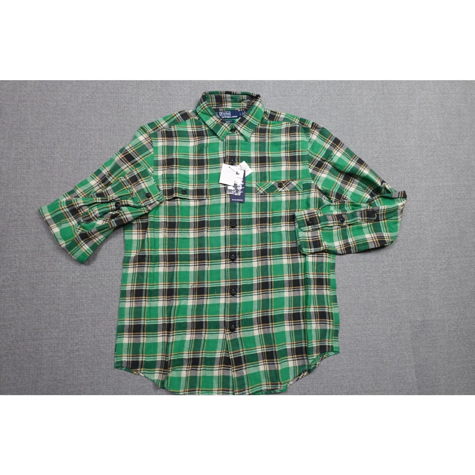 Polo Ralph Lauren Polo Ralph Lauren Button-Up Shirt Mens L Twill Plaid Green Chin Strap New Size US L / EU 52-54 / 3 - 5 Thumbnail