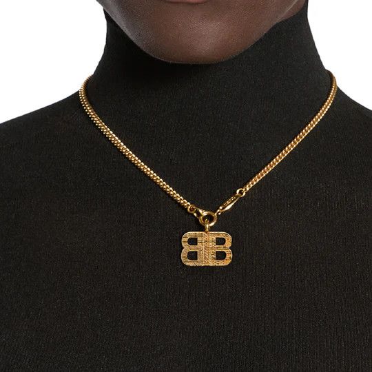 Balenciaga o1w1db10325 Size: OS / BB 2.0 Textured Necklace in Gold Size ONE SIZE - 3 Thumbnail