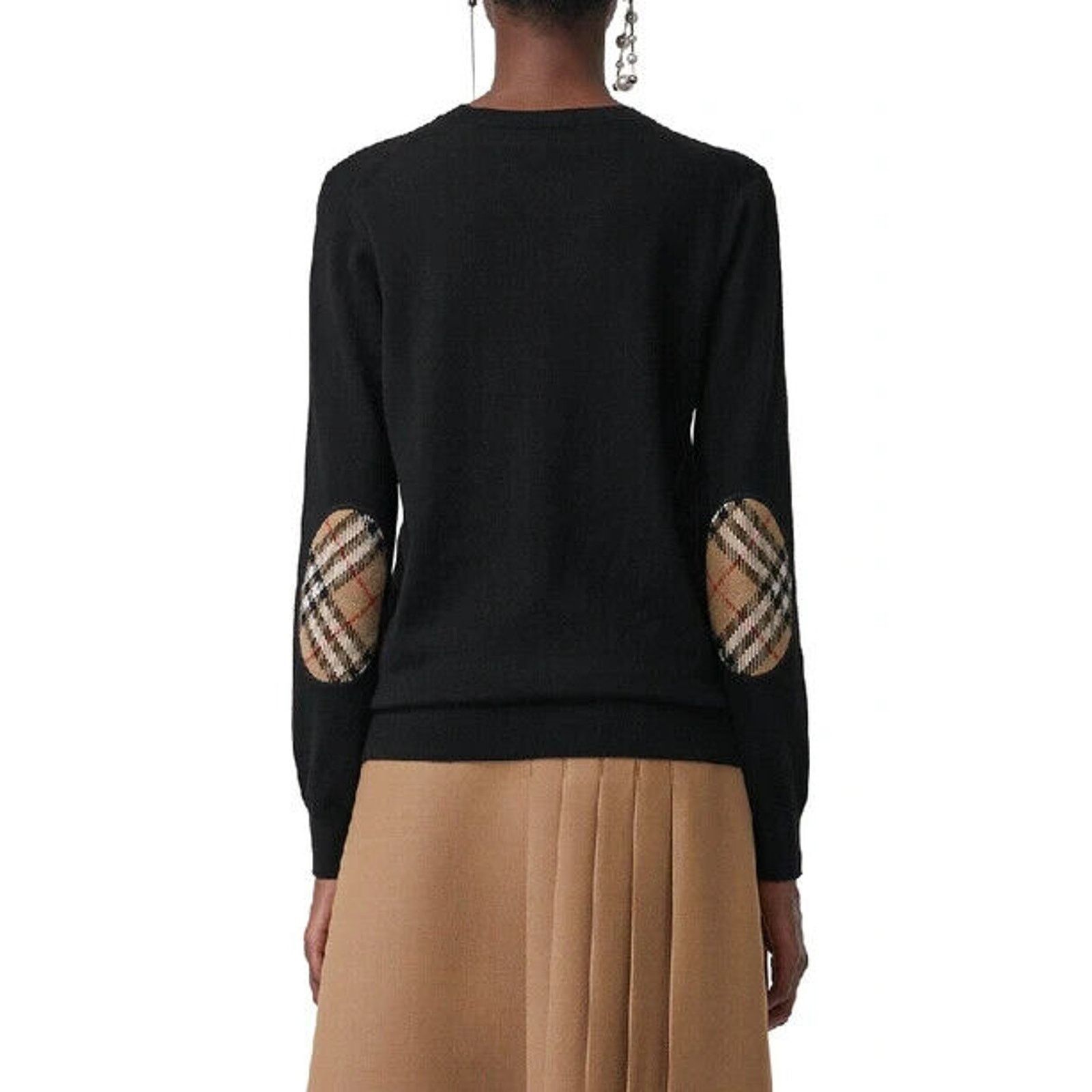 Burberry NEW BEMPTON DARK BLUE WOOL ELBOW CHECK PATCHES SWEATER S Size S / US 4 / IT 40 - 1 Thumbnail