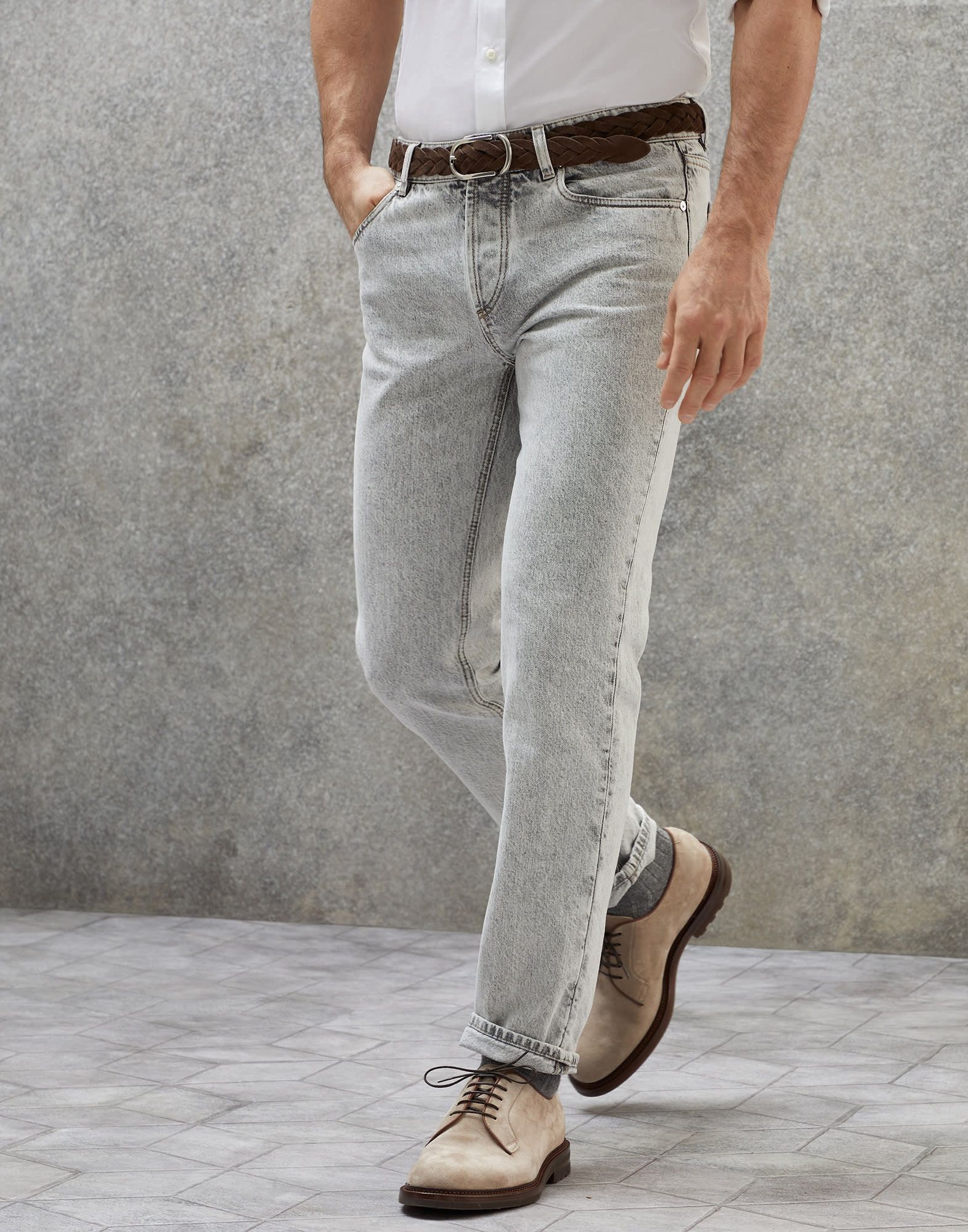 Brunello Cucinelli o1la1rc1a0325 Denim Pants in Silver Size US 32 / EU 48 - 1 Thumbnail