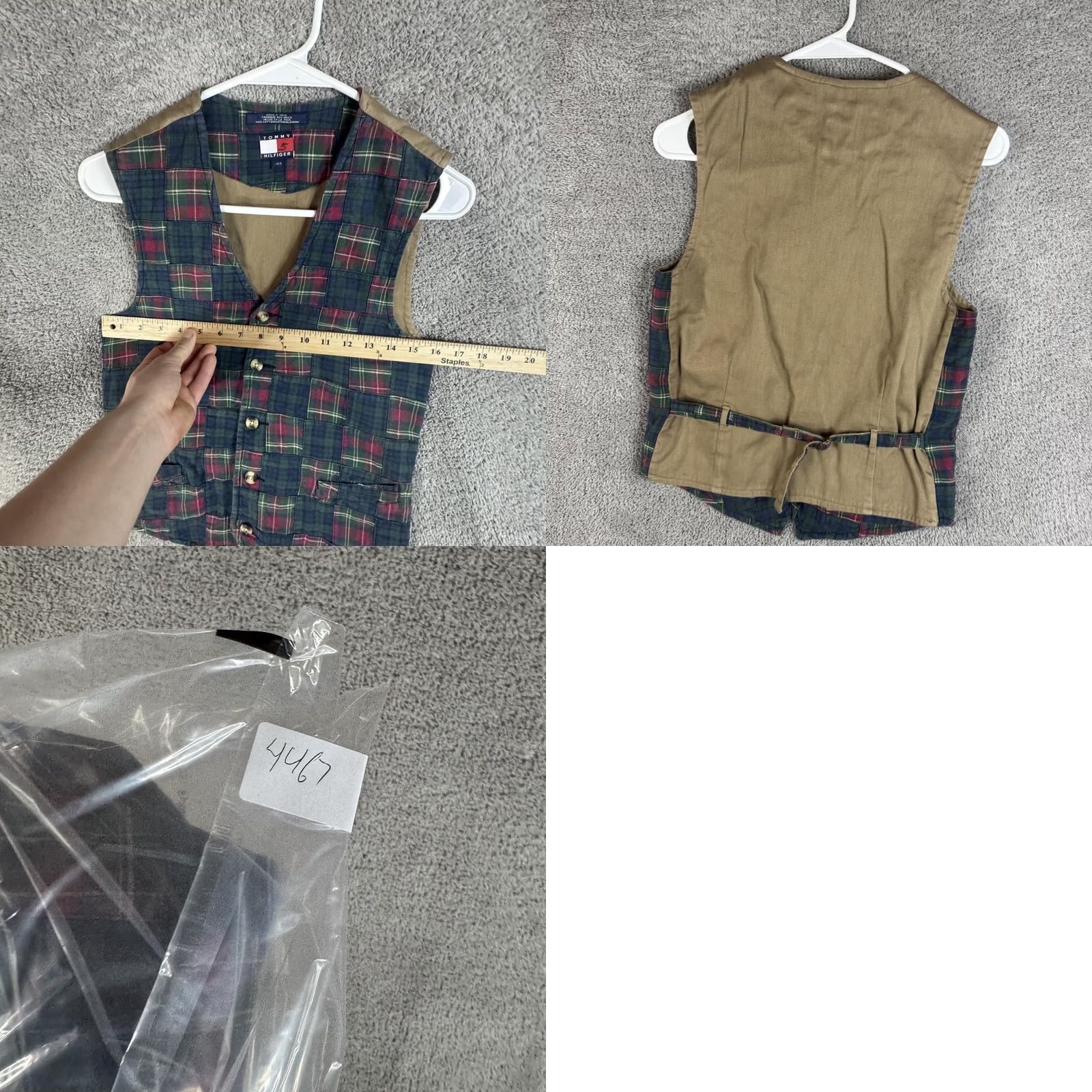Tommy Hilfiger Tommy Hilfiger Suit Vest Mens Large Multicolor Plaid Cotton Belted 2 Piece Casual Size 42R - 8 Thumbnail