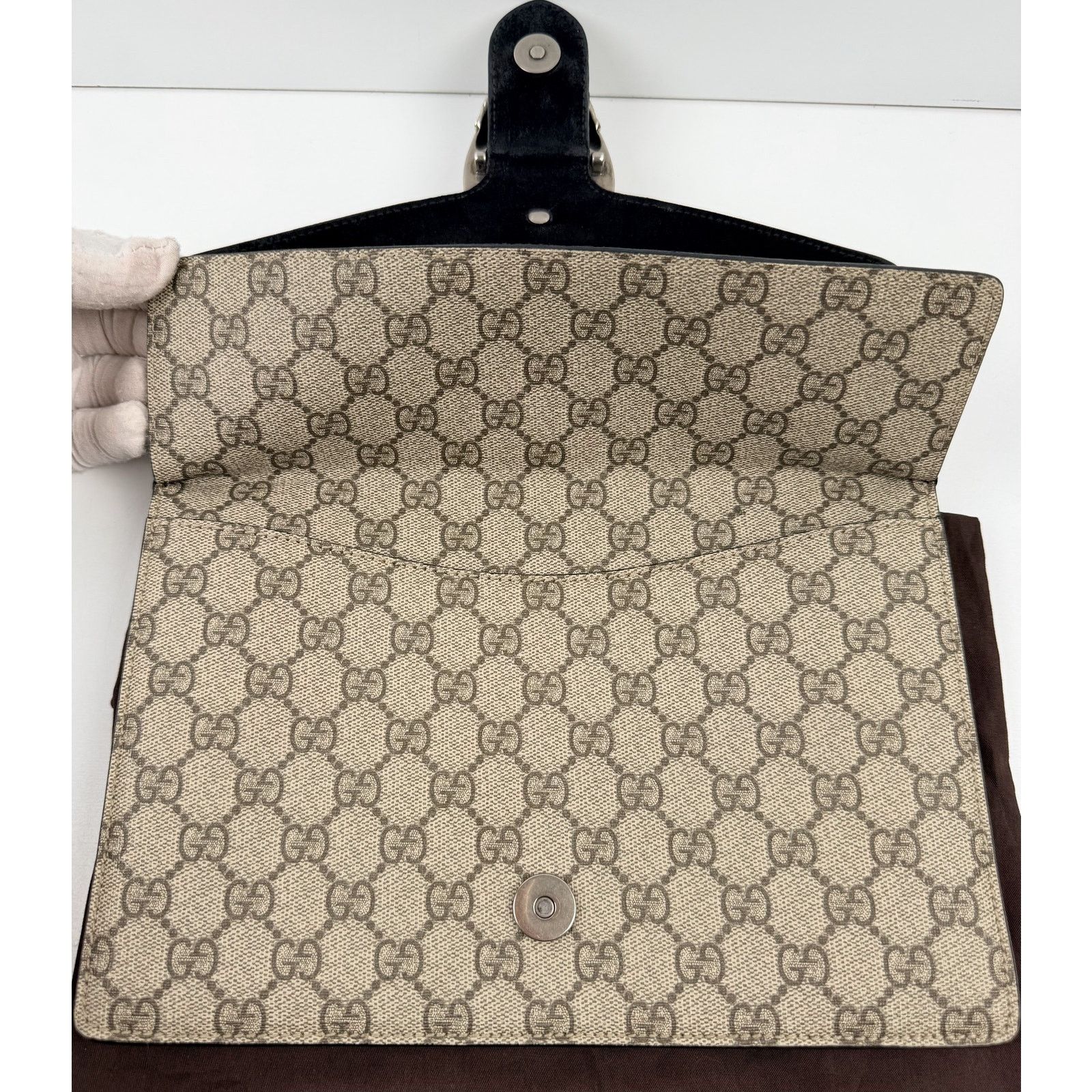 Gucci Gucci Black/Beige GG Supreme Canvas and Suede Dionysus Size ONE SIZE - 11 Thumbnail