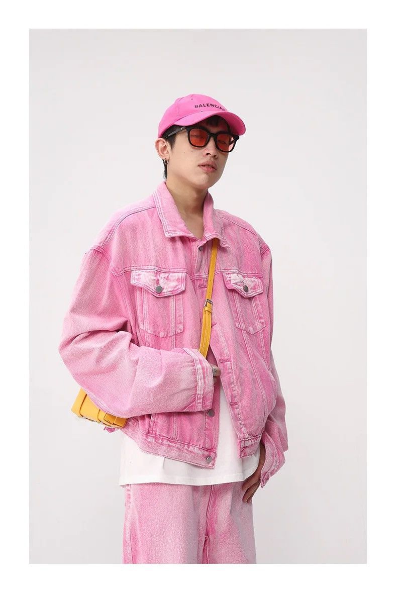 Japanese Brand × Vintage Casual Korean Pink Set Suit Solid Jeans + Jacket Coat Size 40R - 4 Thumbnail