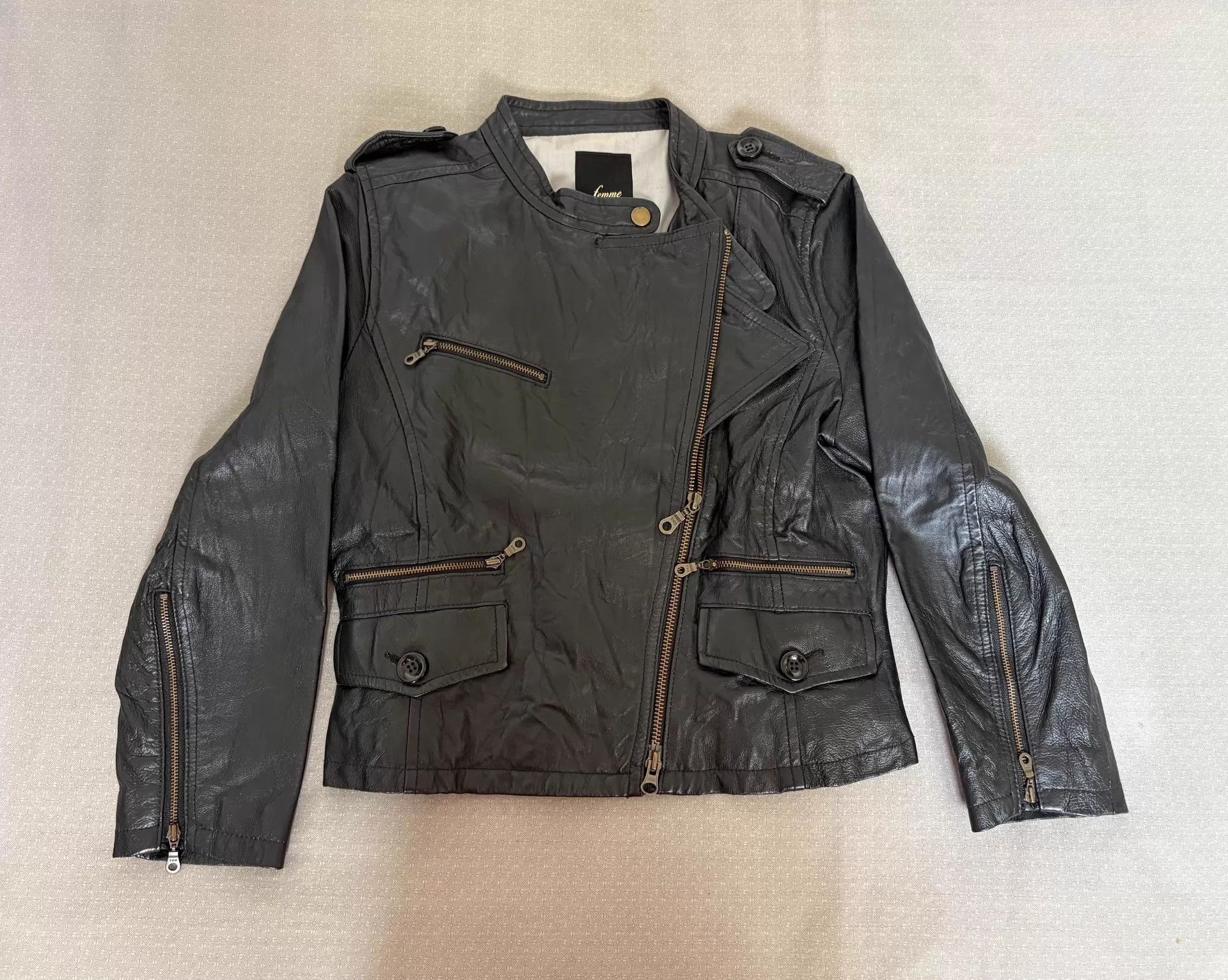 Tornado Mart Tornado Mart vintage leather jacket short fitted multi-zip Size S / US 4 / IT 40 - 1 Thumbnail