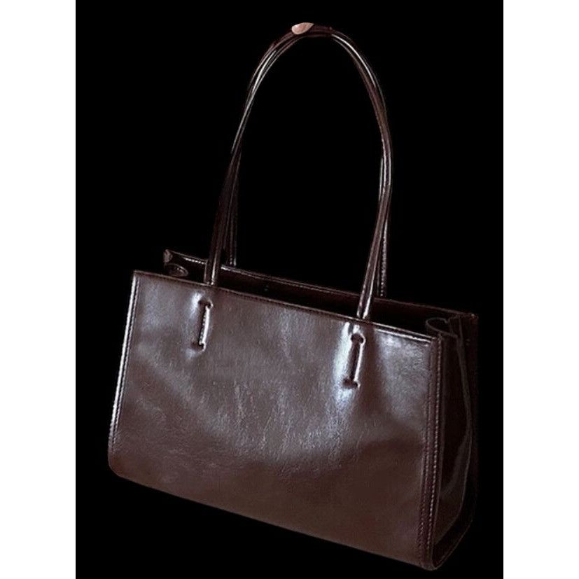 Other Leather Shoulder Tote Bag Large Capacity Dark Brown Size ONE SIZE - 1 Thumbnail