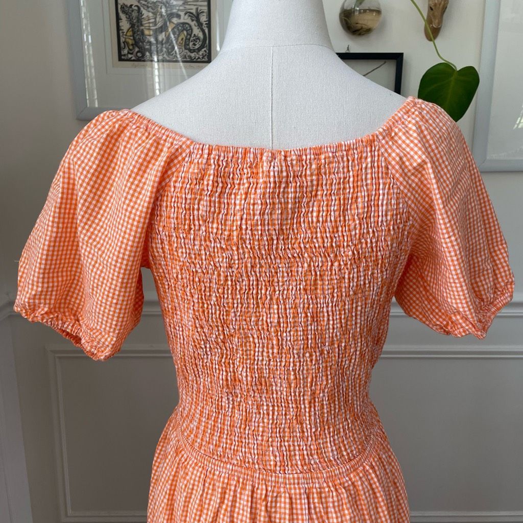 Other Sim & Sam Nordstrom Orange Gingham Micro Check Bare Midriff Size L / US 10 / IT 46 - 5 Thumbnail