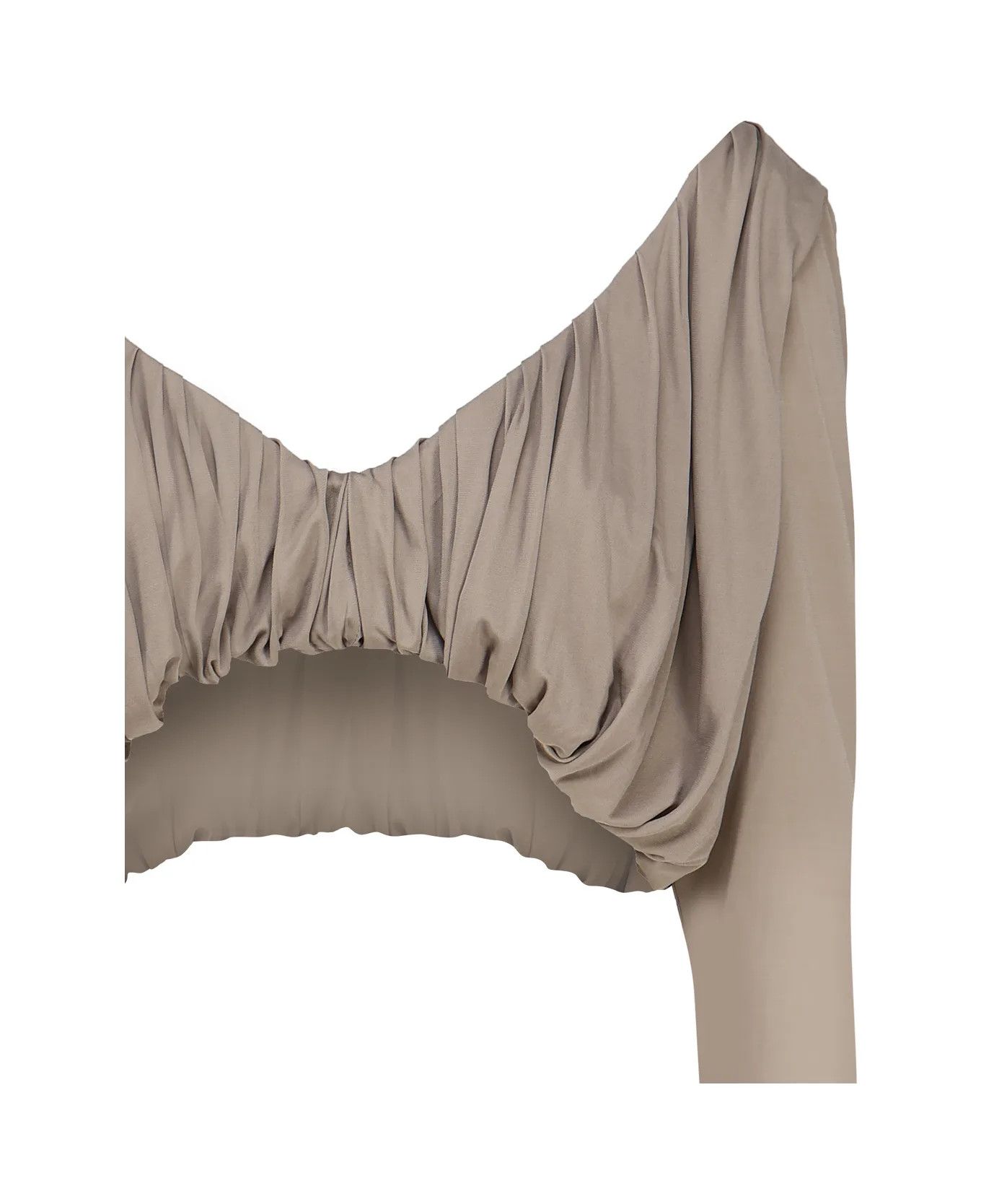 Saint Laurent Paris o1bcso1str1224 Cropped Top In Jersey in Taupe Size XL / US 12-14 / IT 48-50 - 3 Thumbnail