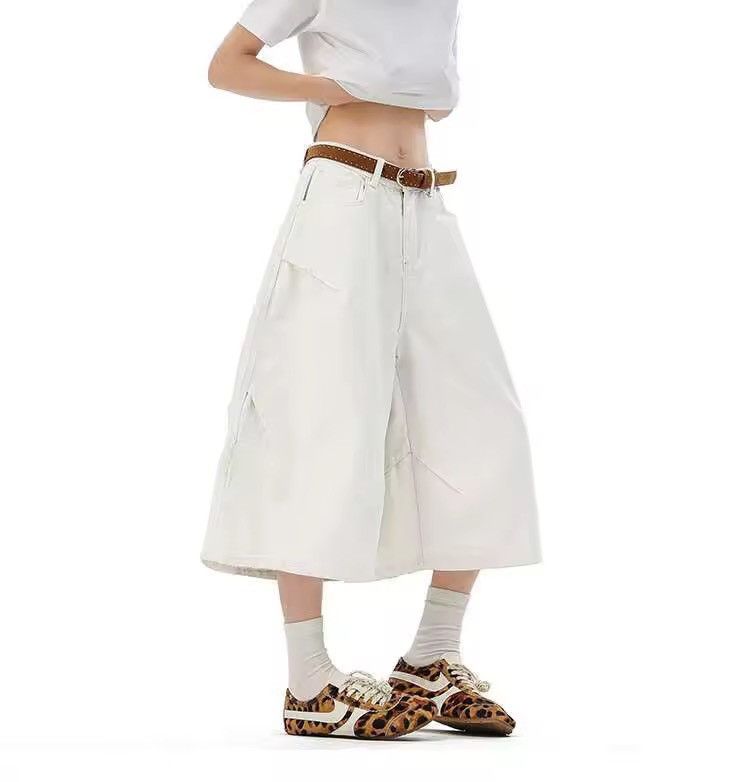 White super baggy denim shorts