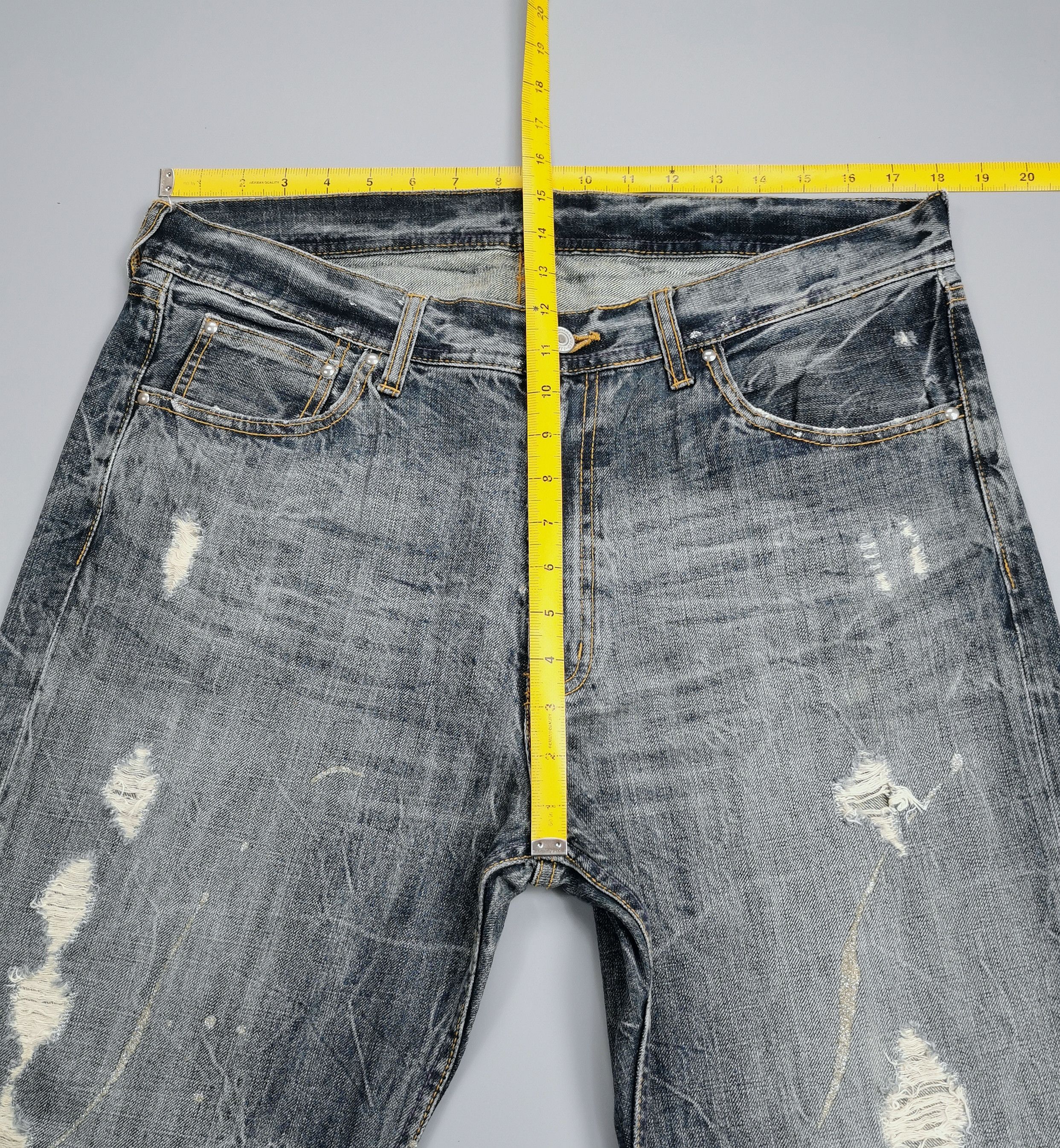Le Grande Bleu (L.G.B.) Avant Garde Flared Thrashed Ripped Paint Splatter Denim Size US 36 / EU 52 - 11 Thumbnail