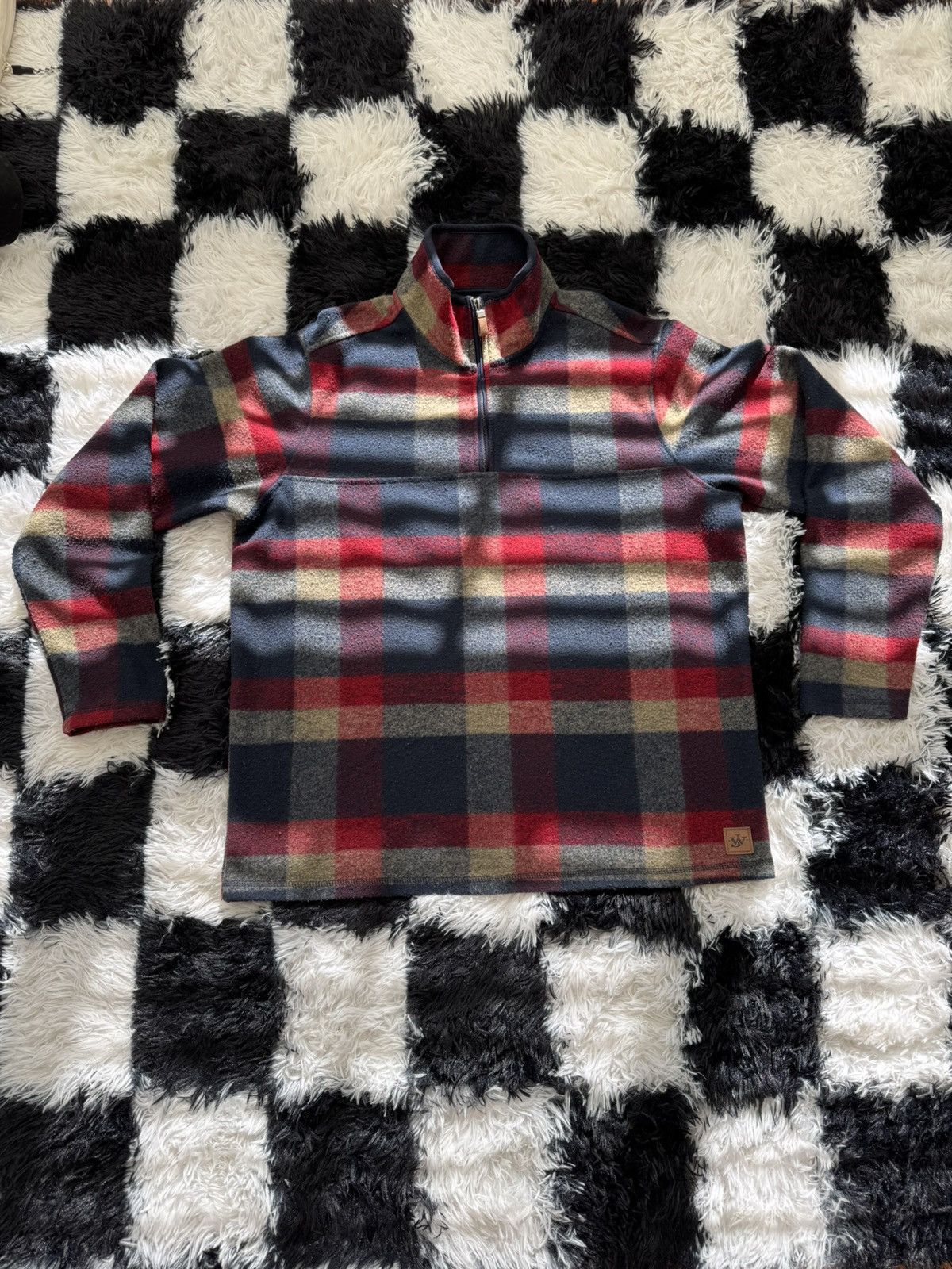 Vintage Vintage Blue Red Flannel Checkered 1/4 Zip Sweater Size US L / EU 52-54 / 3 - 1 Thumbnail