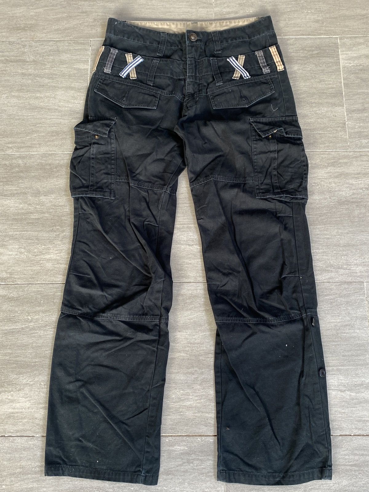 image of Seditionaries dominated Handcrafted Double Waist Black Cargo Pant, Men's (Size 31)