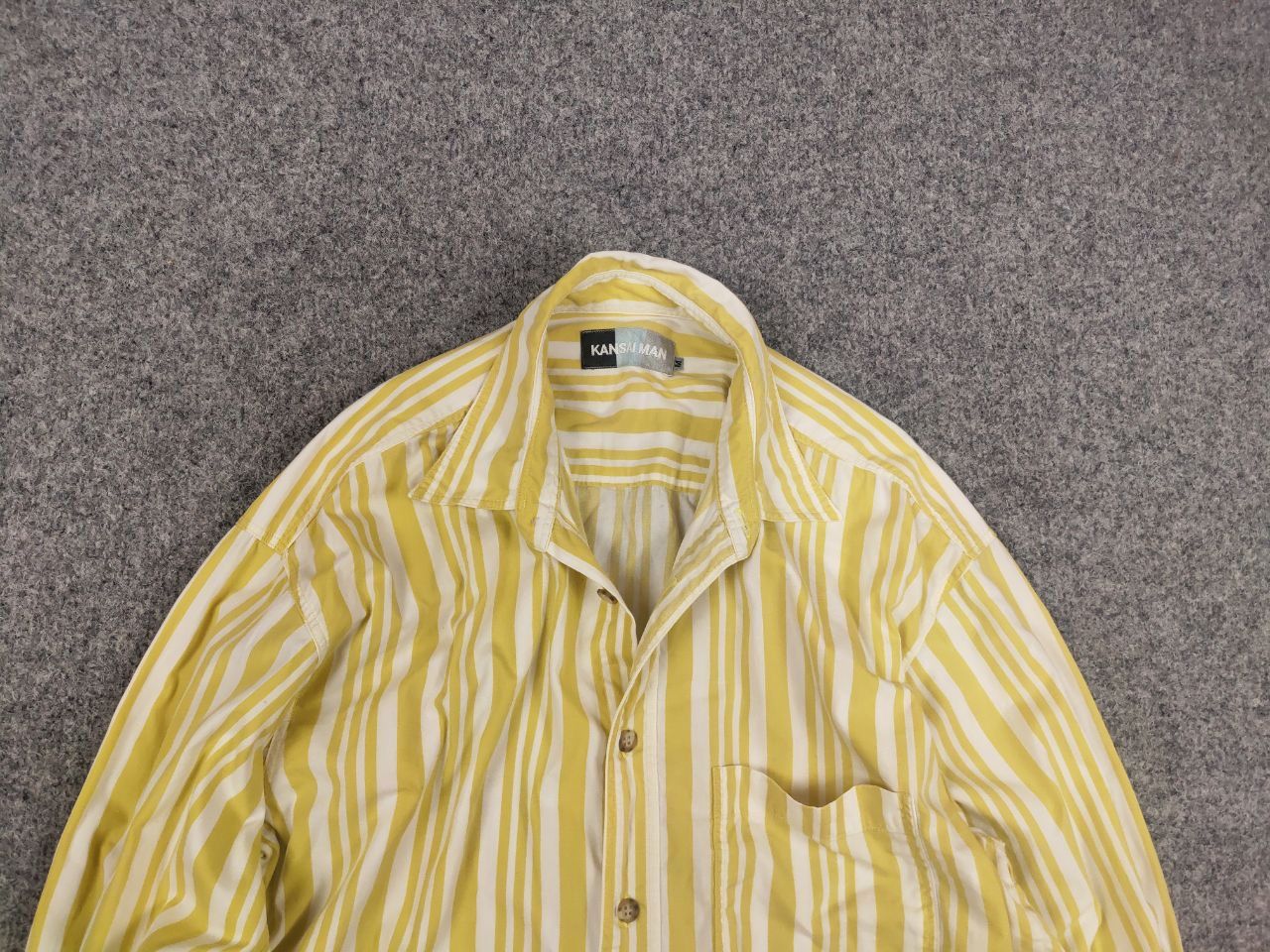 Kansai Yamamoto Vintage 90's Kansai Yamamoto Man Striped Yellow Casual shirt Size US M / EU 48-50 / 2 - 4 Thumbnail