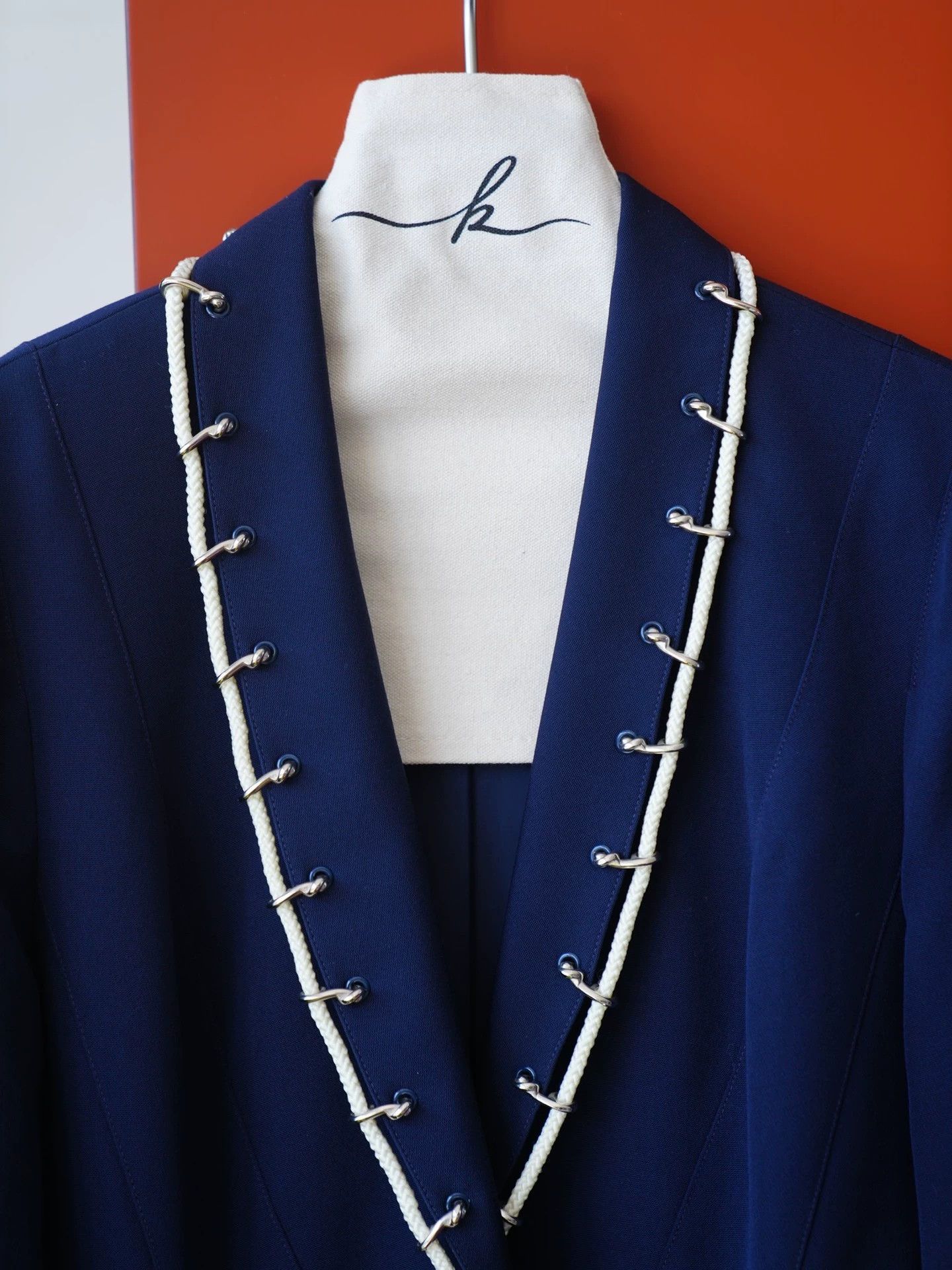 Thierry Mugler Thierry Mugler Vtg Navy Rope-Metal Trim Waist Suit 38 Size XS / US 0-2 / IT 36-38 - 8 Thumbnail