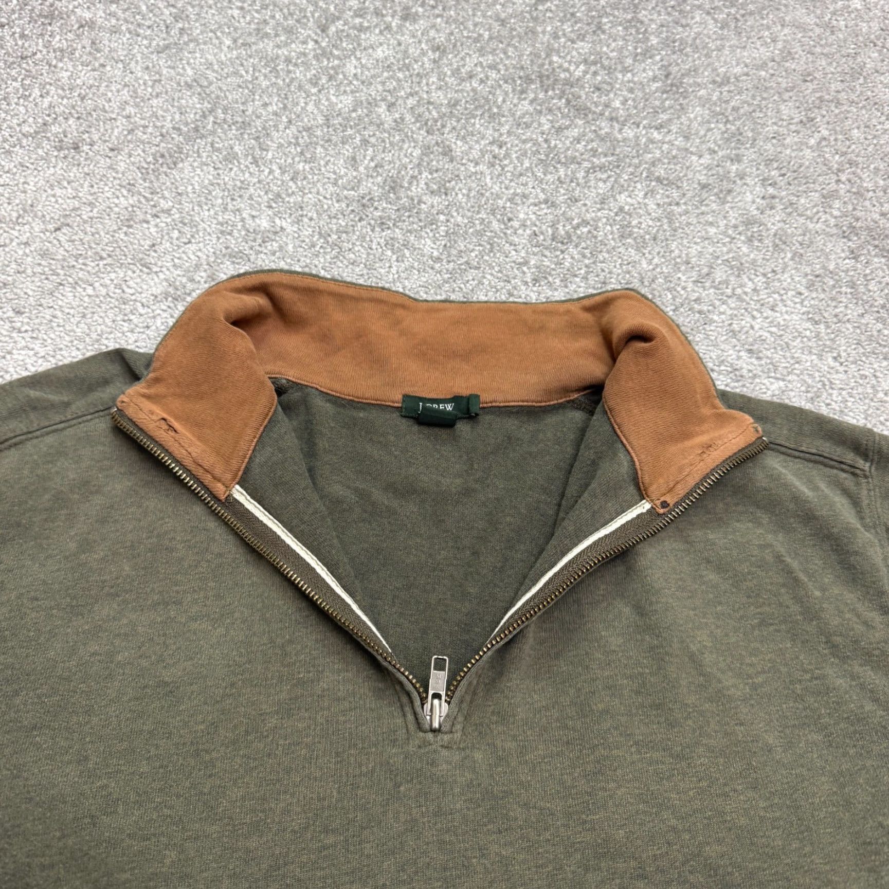J.Crew J.CREW Sweatshirt Mens Large Olive Green 1/4 Zip Cotton All Seasons Outdoor Hiking Mens Size US L / EU 52-54 / 3 - 4 Thumbnail