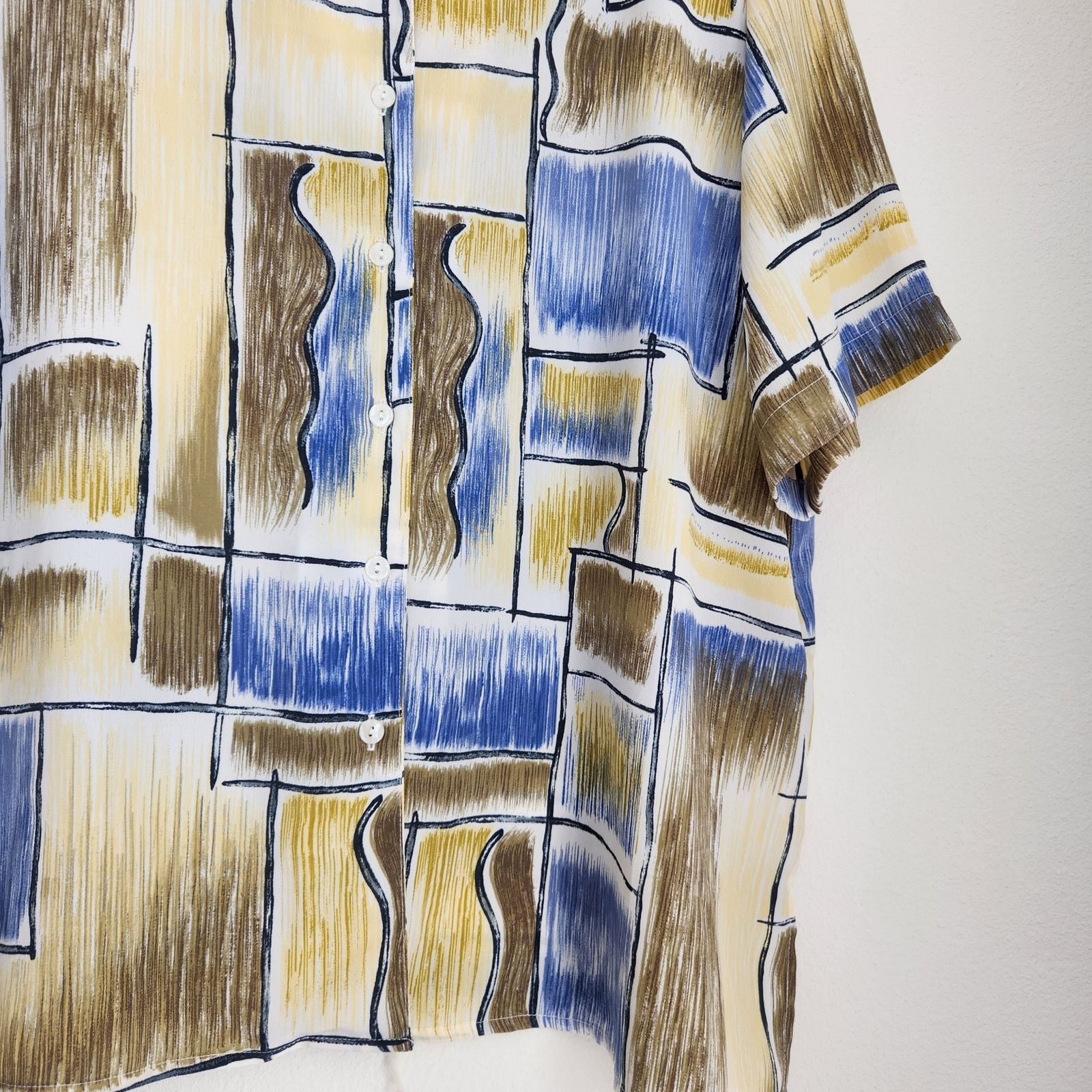 Vintage Vintage White Blue Abstract Print Button Down Shirt XXL Size XXL / US 16-18 / IT 52-54 - 3 Thumbnail