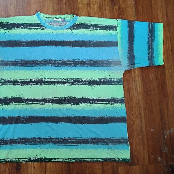 Other Vintage 90s Big Kanaka Island Gear Striped Neon T-Shirt Size US XXL / EU 58 / 5 - 3 Thumbnail