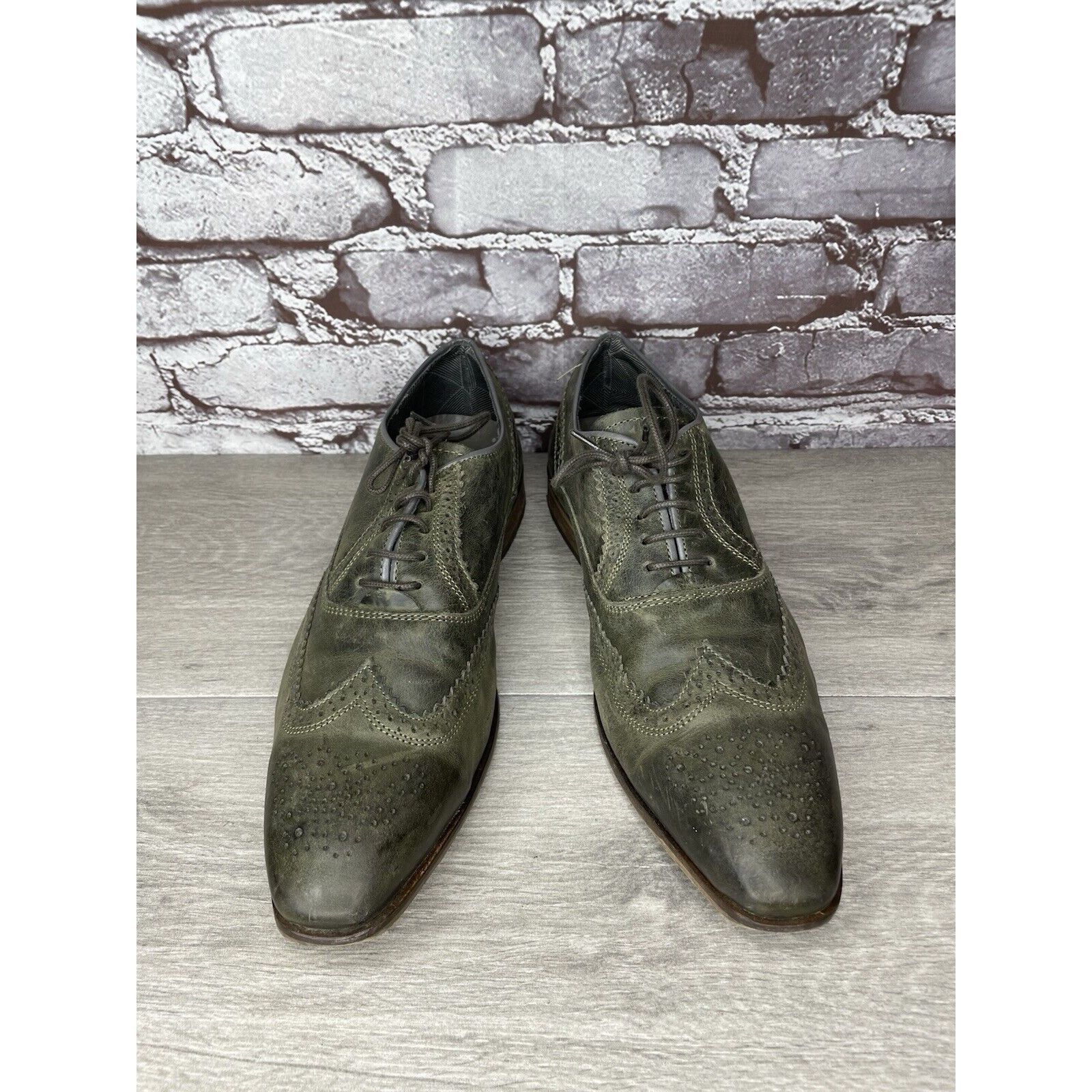 Steve Madden Steve Madden Iggy Green Leather Handcrafted Wingtip Oxfords Size US 10 / EU 43 - 11 Thumbnail