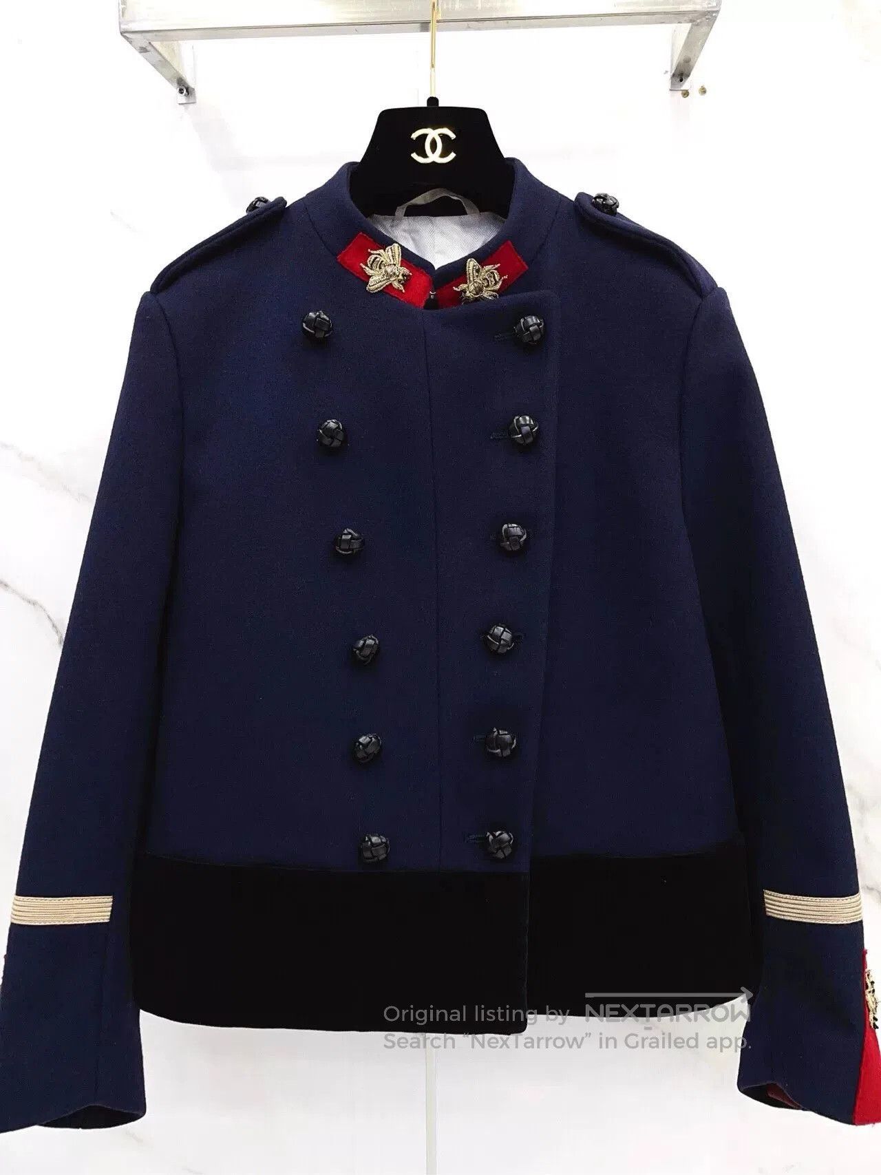 Gucci Gucci Dark Blue Golden Bee Coat. Size M / US 6-8 / IT 42-44 - 4 Thumbnail