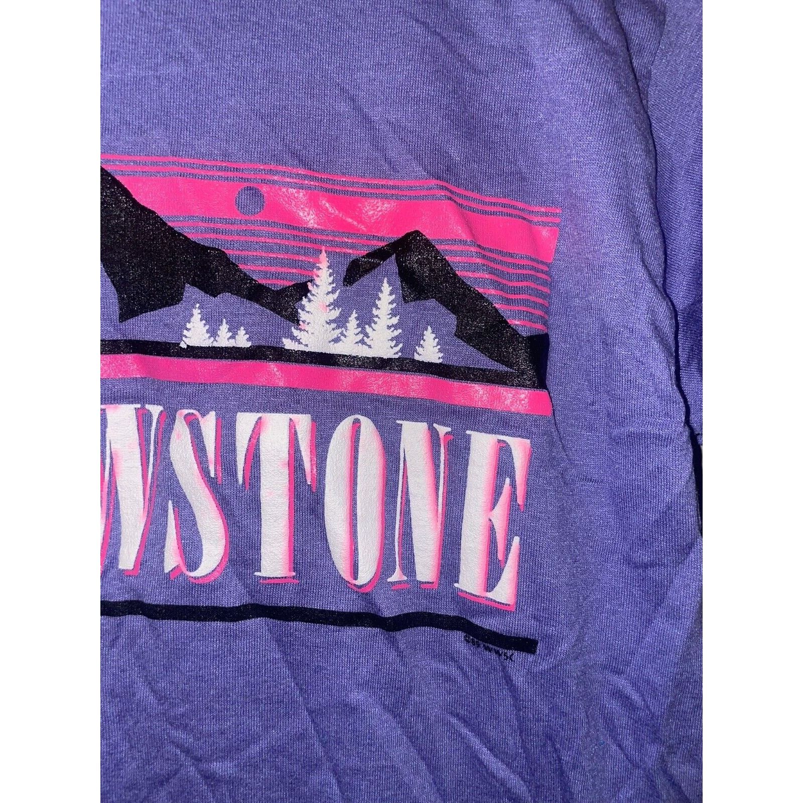 Jerzees 1989 Vintage Yellowstone Mountain Graphic Purple Shirt 80s Size M / US 6-8 / IT 42-44 - 5 Thumbnail
