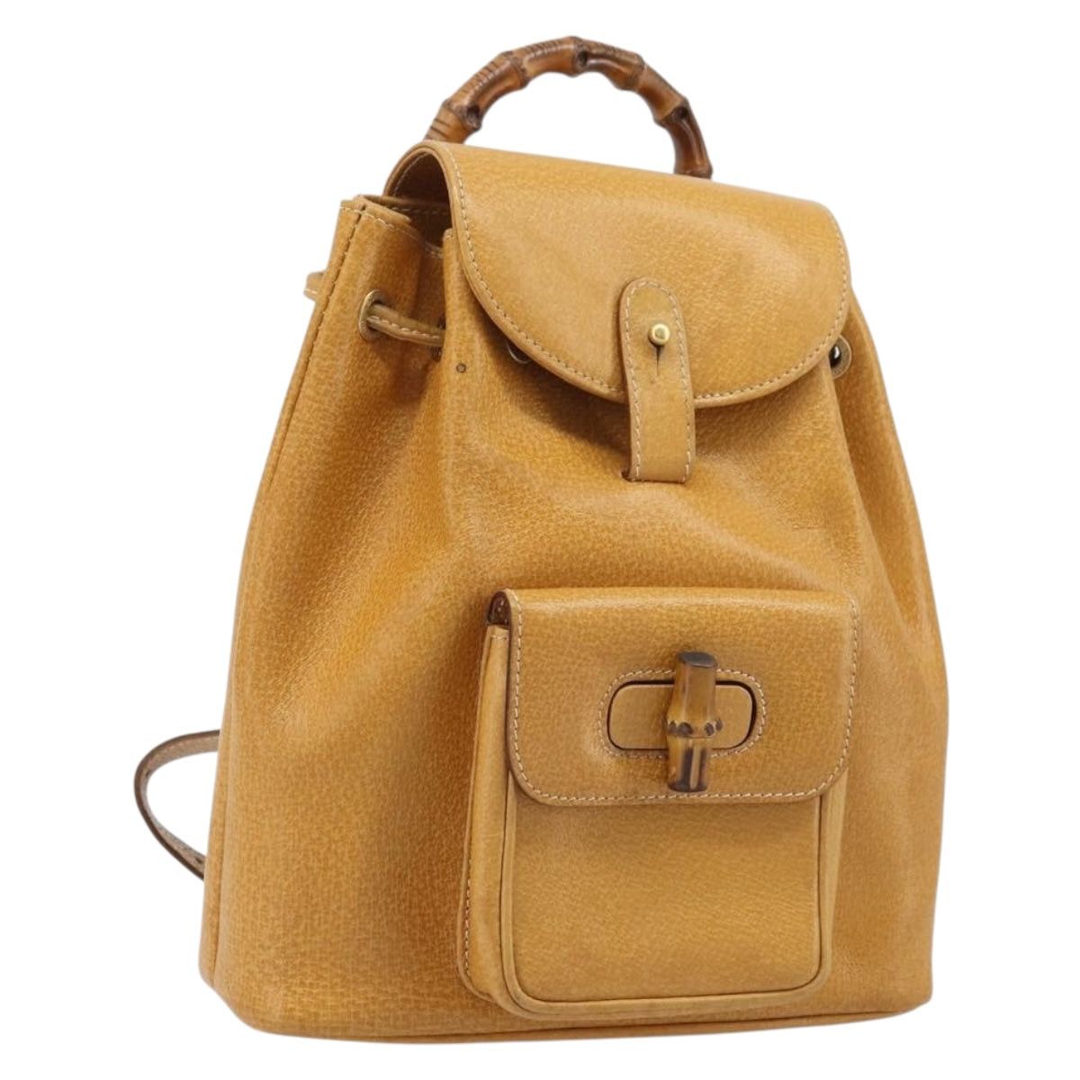 GUCCI Bamboo Backpack Leather Beige Gold 003 1998 0016 Auth GUCCI Bamboo Backpack Suede Black Gold 003 1998 0016 Auth  main image 4