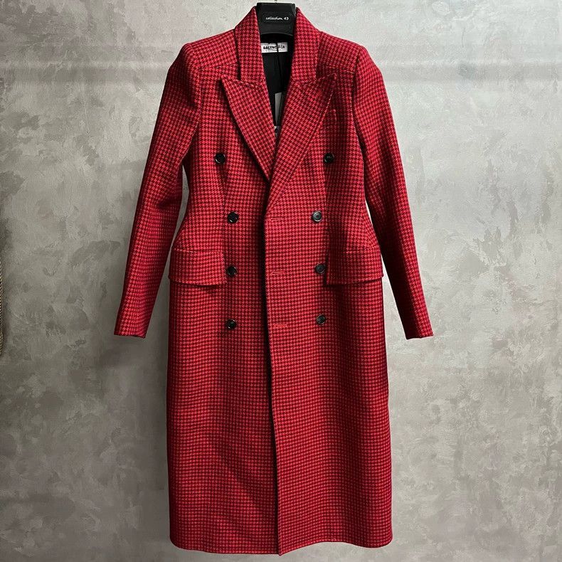 Balenciaga Red Check Oversized Coat by Balenciaga-2506 Size US M / EU 48-50 / 2 - 1 Thumbnail