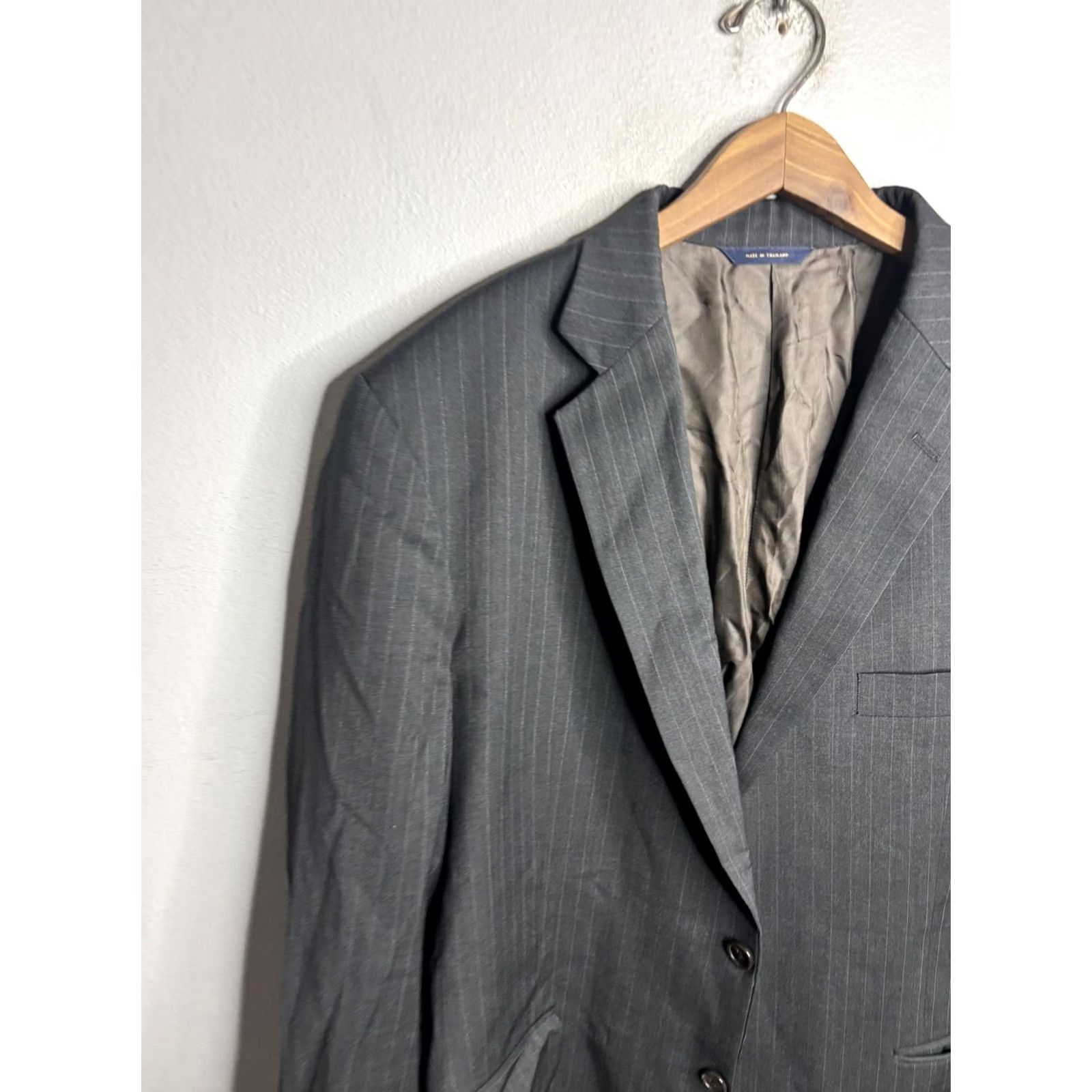 Brooks Brothers Brooks Brothers Blazer Jacket Sport Coat Mens 44R Gray Pinstripe Wool 2 Button Size 44R - 2 Thumbnail