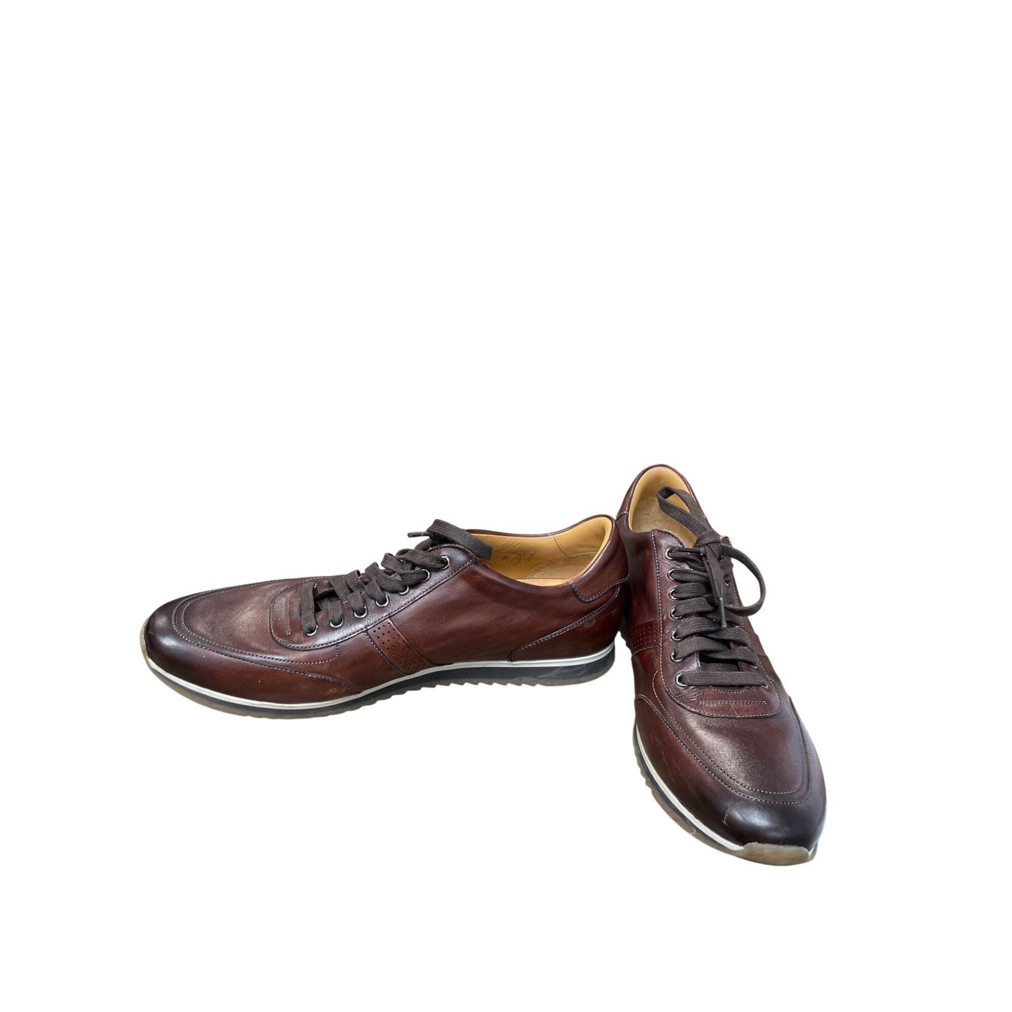 Magnanni Magnanni Mens brown luxury Portugal made leather sneakers si Size US 11 / EU 44 - 2 Thumbnail