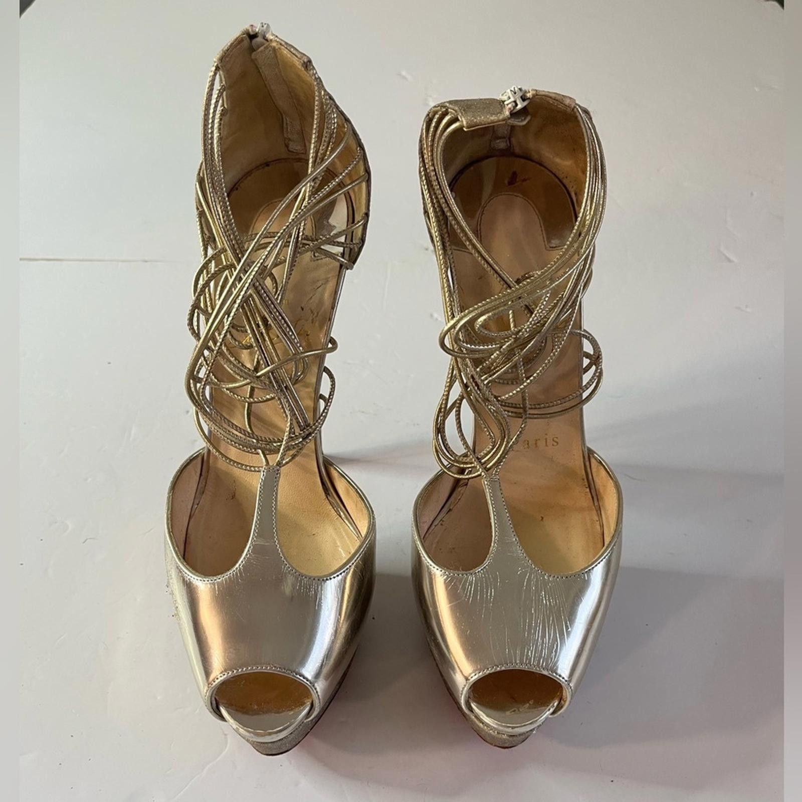 Christian Louboutin Christian Louboutin Lady Peep Glitter Platform Heels EU 36 Size US 5.5 / IT 35.5 - 2 Thumbnail