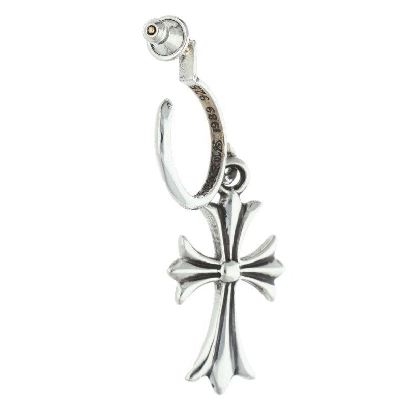 Chrome Hearts Chrome Hearts Tiny CH Cross Hoop Earring Silver Size ONE SIZE - 2 Thumbnail