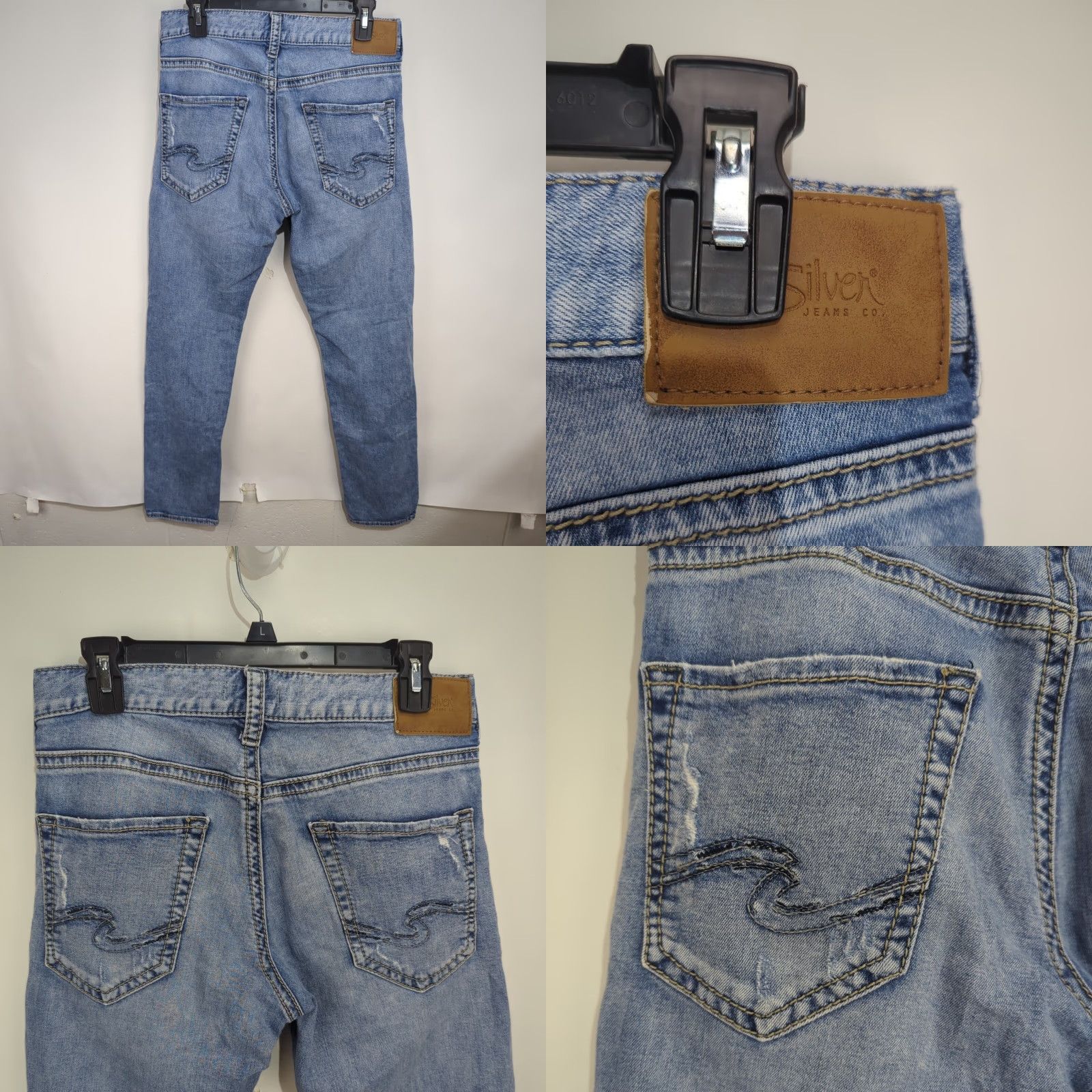 Silver Jeans Co. Silver Jeans Eddie Relaxed Straight Leg Mens 30x32 Distressed Medium Wash Jeans Size US 31 - 9 Thumbnail