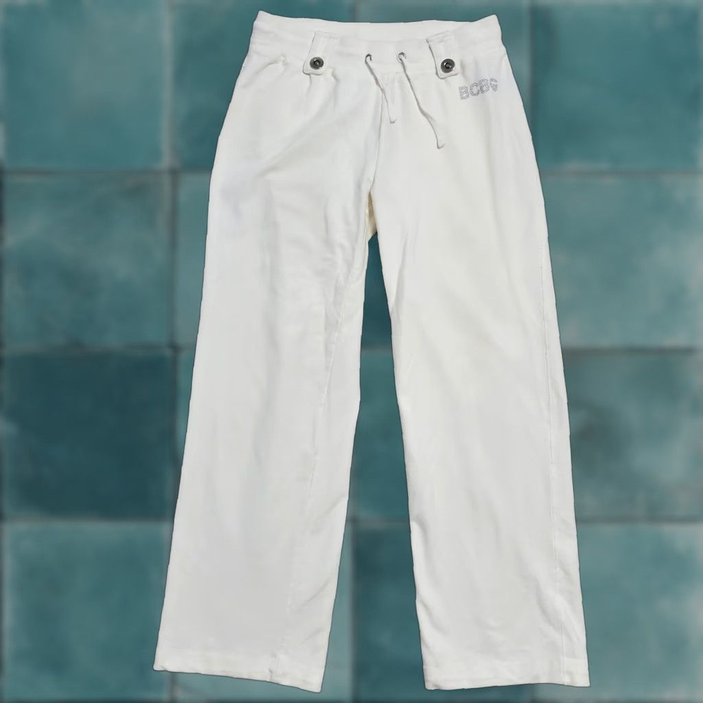 Bcbgmaxazria VINTAGE BCBGMAXAZRIA Sweatpants Women M Ivory Embellished Straight Leg Pull On Lounge Y2K 90s Size 32" / US 10 / IT 46 - 1 Thumbnail