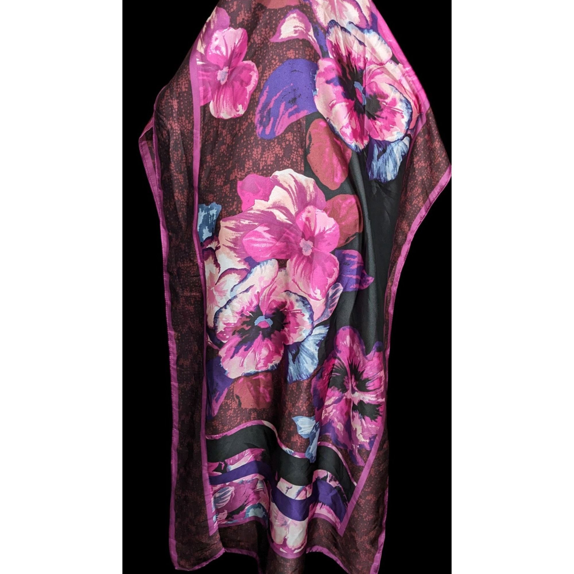 White House Black Market White House Black Market Viola Scarf Cabernet Purple Floral Size ONE SIZE - 2 Thumbnail