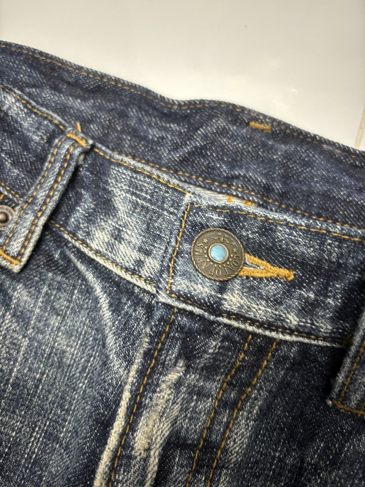Army Of Me × If Six Was Nine × Japanese Brand Flare Jeans Bootcut Coat Of Arms Distressed Jeans Size 29" - 9 Thumbnail