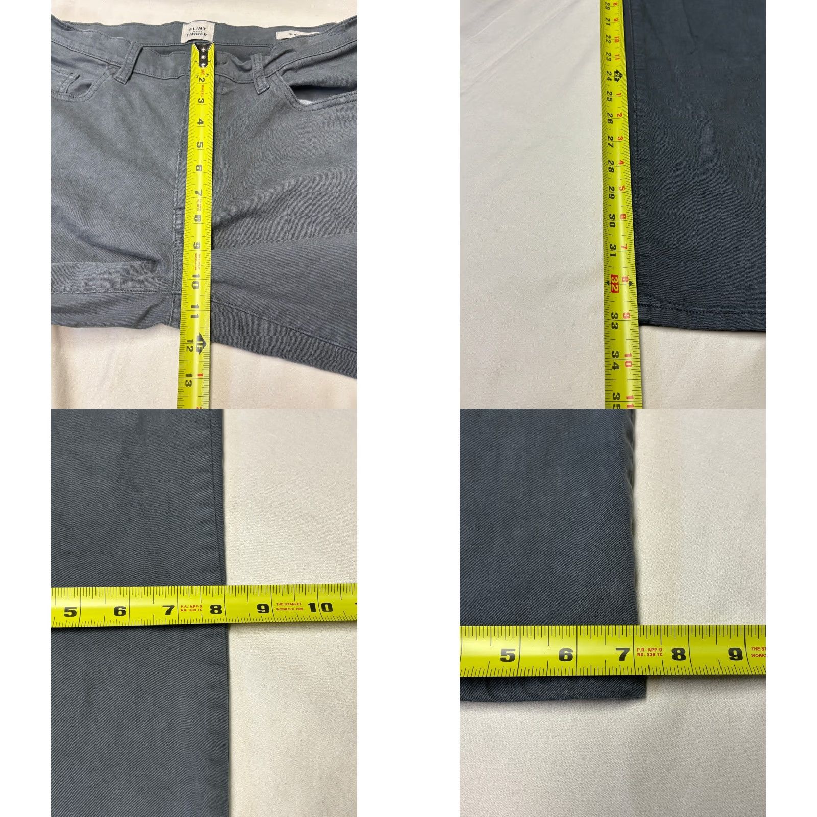 Flint And Tinder Flint and Tinder Slim Chino Pants 34x34 Slate Grey Cotton Blend Canvas 5-Pocket Casual Workwear Mens Size US 34 / EU 50 - 9 Thumbnail