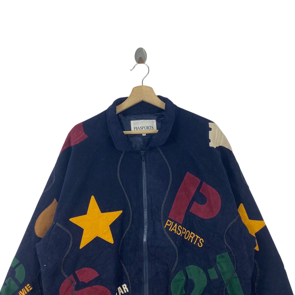 Vintage Vintage PIA SPORTS Bomber Jacket Big Logo Patchwork Varsity Size US XXL / EU 58 / 5 - 2 Thumbnail