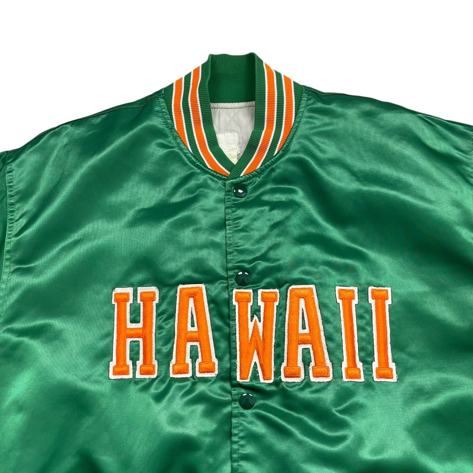 NCAA VTG 80s 90s HAWAII RAINBOW WARRIORS FELCO SATIN JACKET Sz L Size US L / EU 52-54 / 3 - 2 Thumbnail