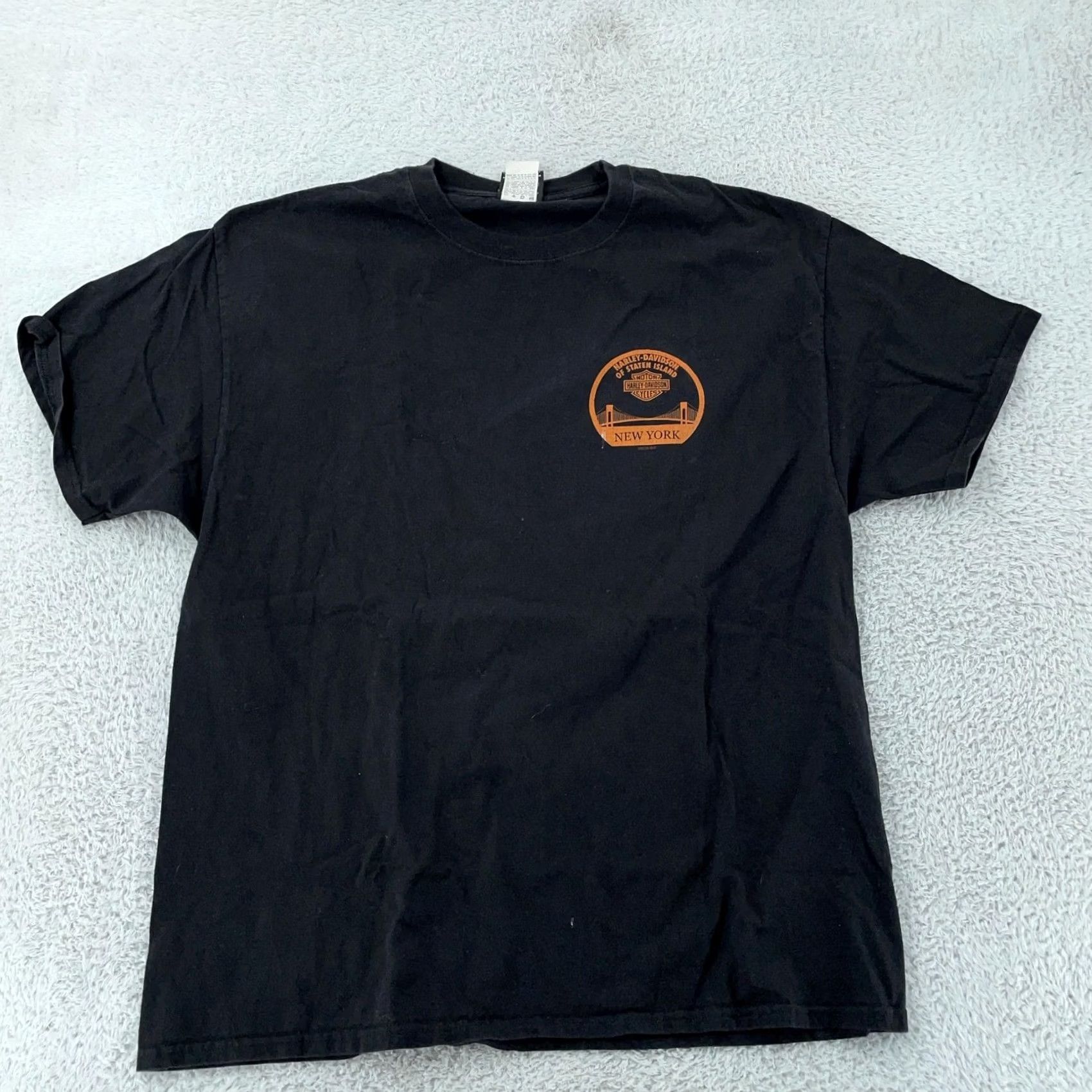 Harley Davidson Harley-Davidson Shirt L/XL Black Staten Island New York Graphic Motorcycle Mens T-Shirt Short Sleeve Crew Neck Cotton Modern Fit Size US L / EU 52-54 / 3 - 5 Thumbnail