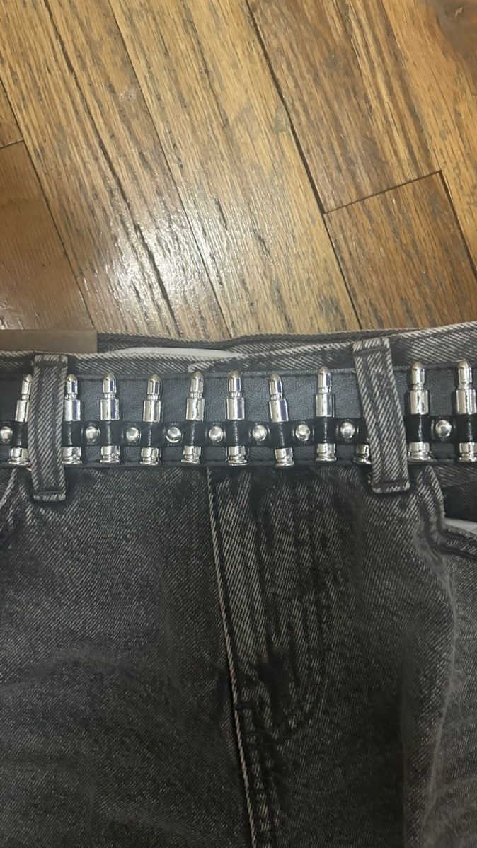 Other Vintage black bullet belt Size 28 - 2 Thumbnail