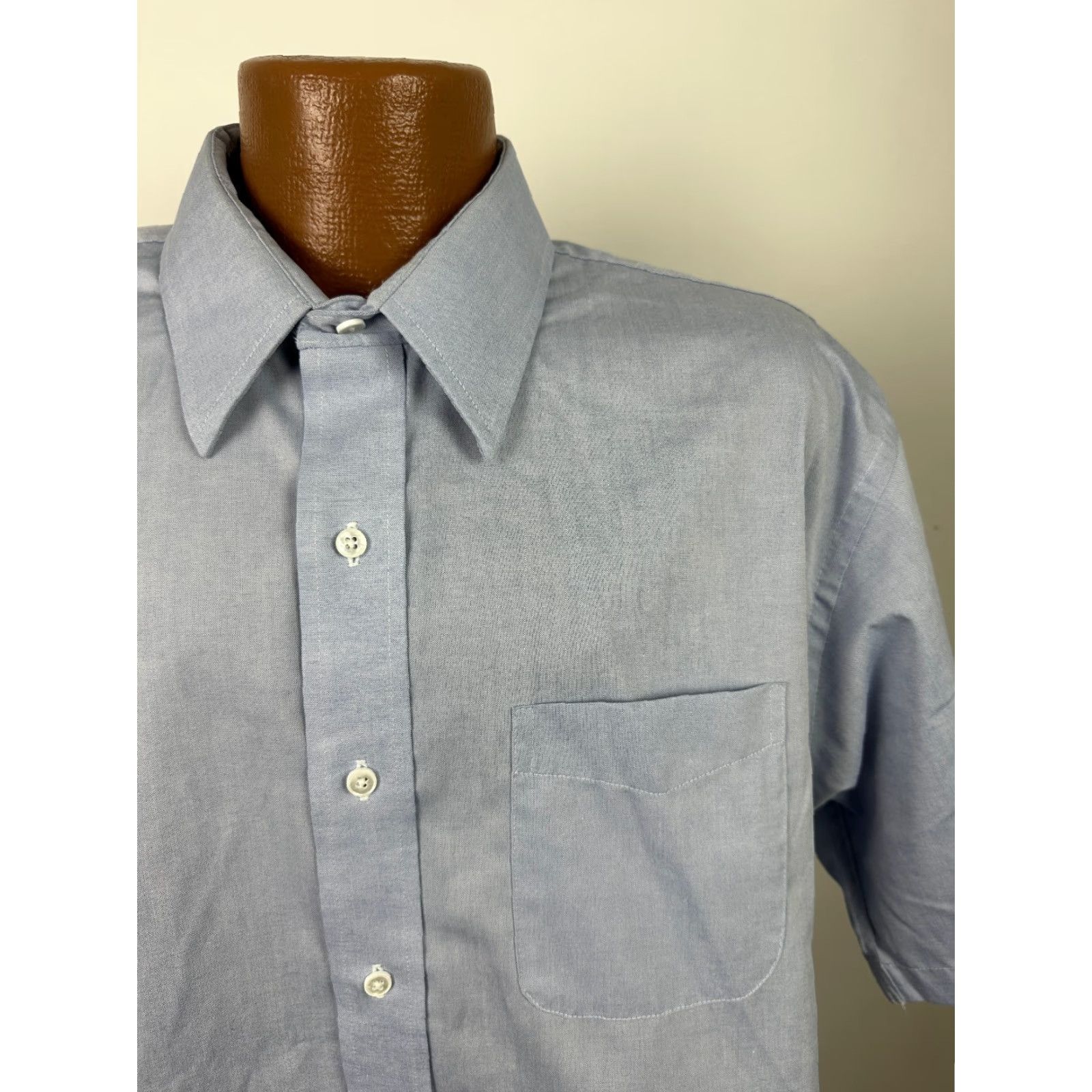 Roundtree & Yorke VINTAGE Roundtree & Yorke Oxford Shirt Men 2XL Button-Up Short Sleeve Blue 90s Wrinkle Resistant Pockets Preppy 90s Mens Size US XXL / EU 58 / 5 - 2 Thumbnail