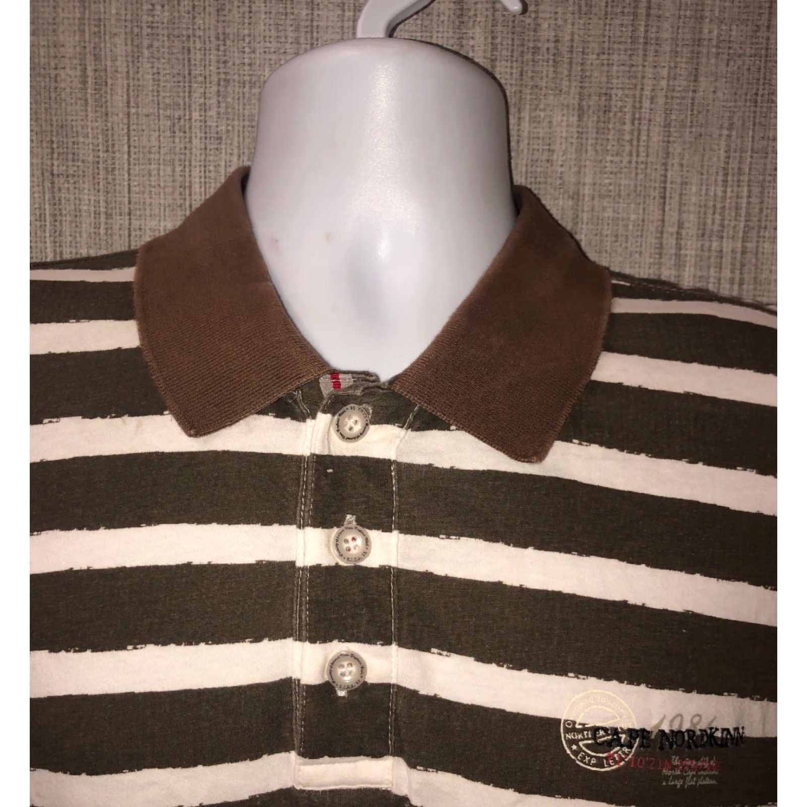 Vintage GIGA DX By Kill Tec Mens Golf Polo Shirt Brown/White XL 21 Inch Armpit Short Sleeve Button-Up Regular Size XL Mens Brown/White Golf Polo Shirt Size US XL / EU 56 / 4 - 3 Thumbnail