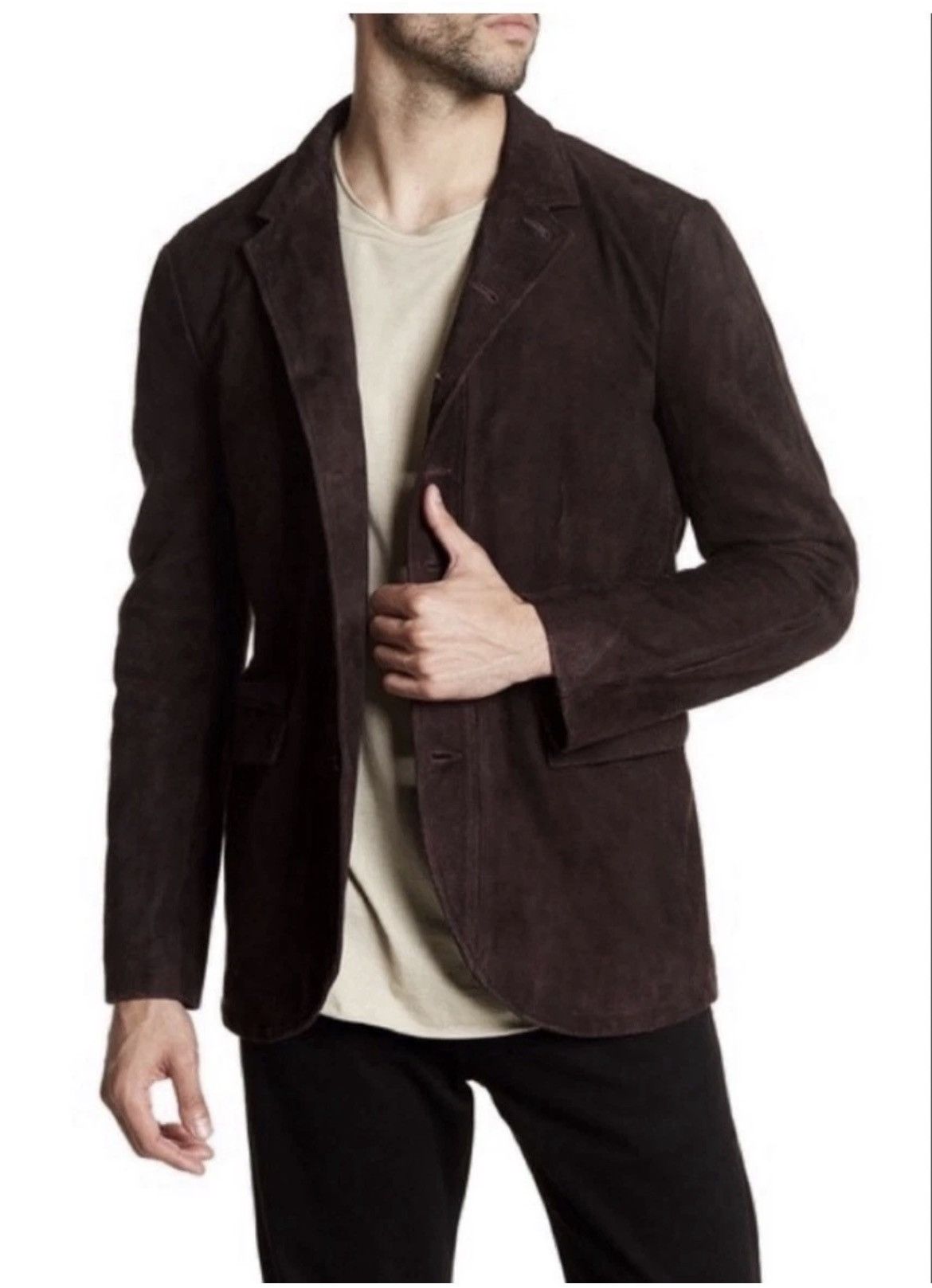 John Varvatos Suede Oxblood Multibutton Jacket EU 56 USA 46 Size US XL / EU 56 / 4 - 3 Thumbnail