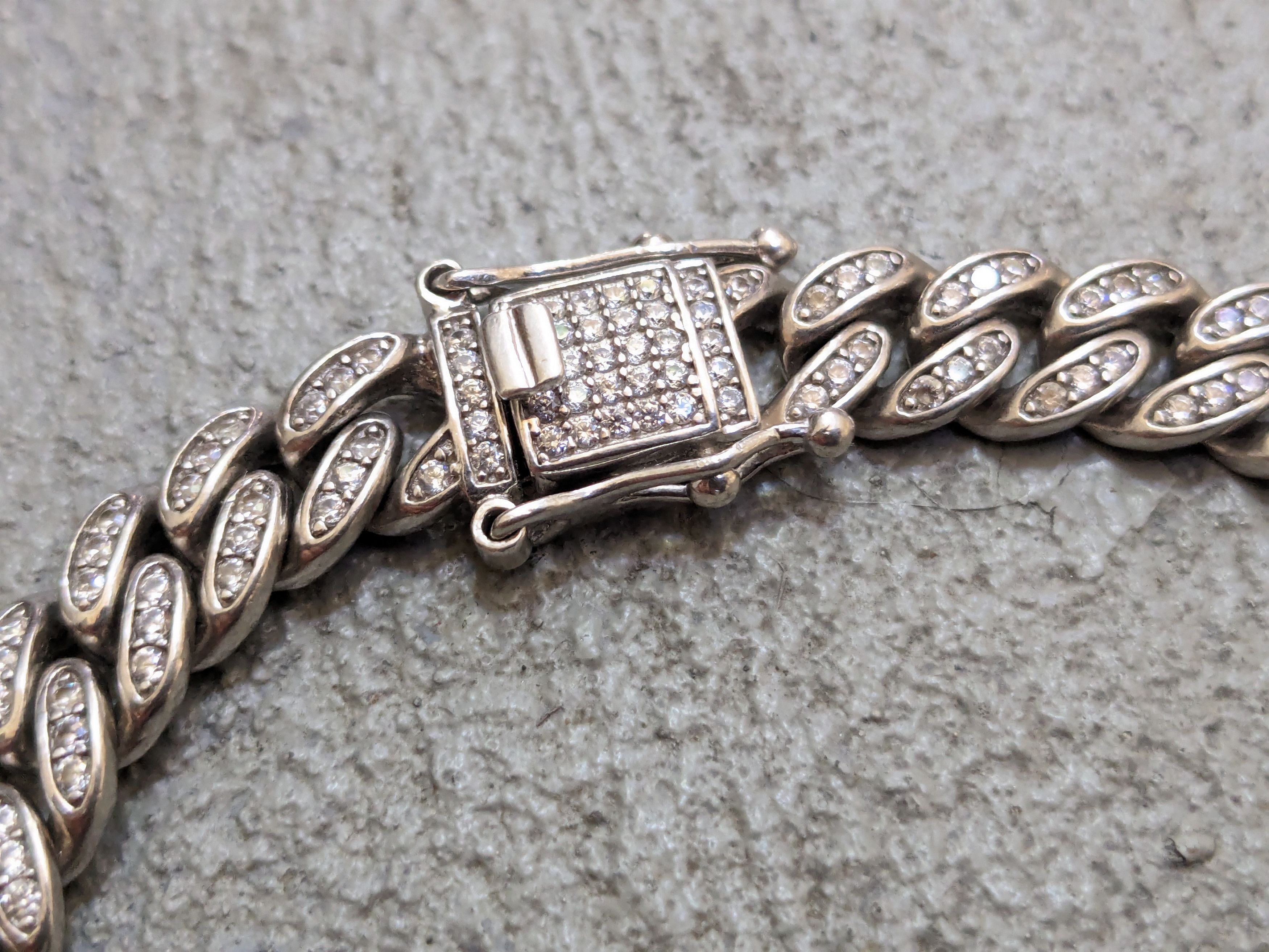 Jewelry Sterling Silver Cuban Choker Necklace CZ Miami 16" Bling Size ONE SIZE - 8 Thumbnail
