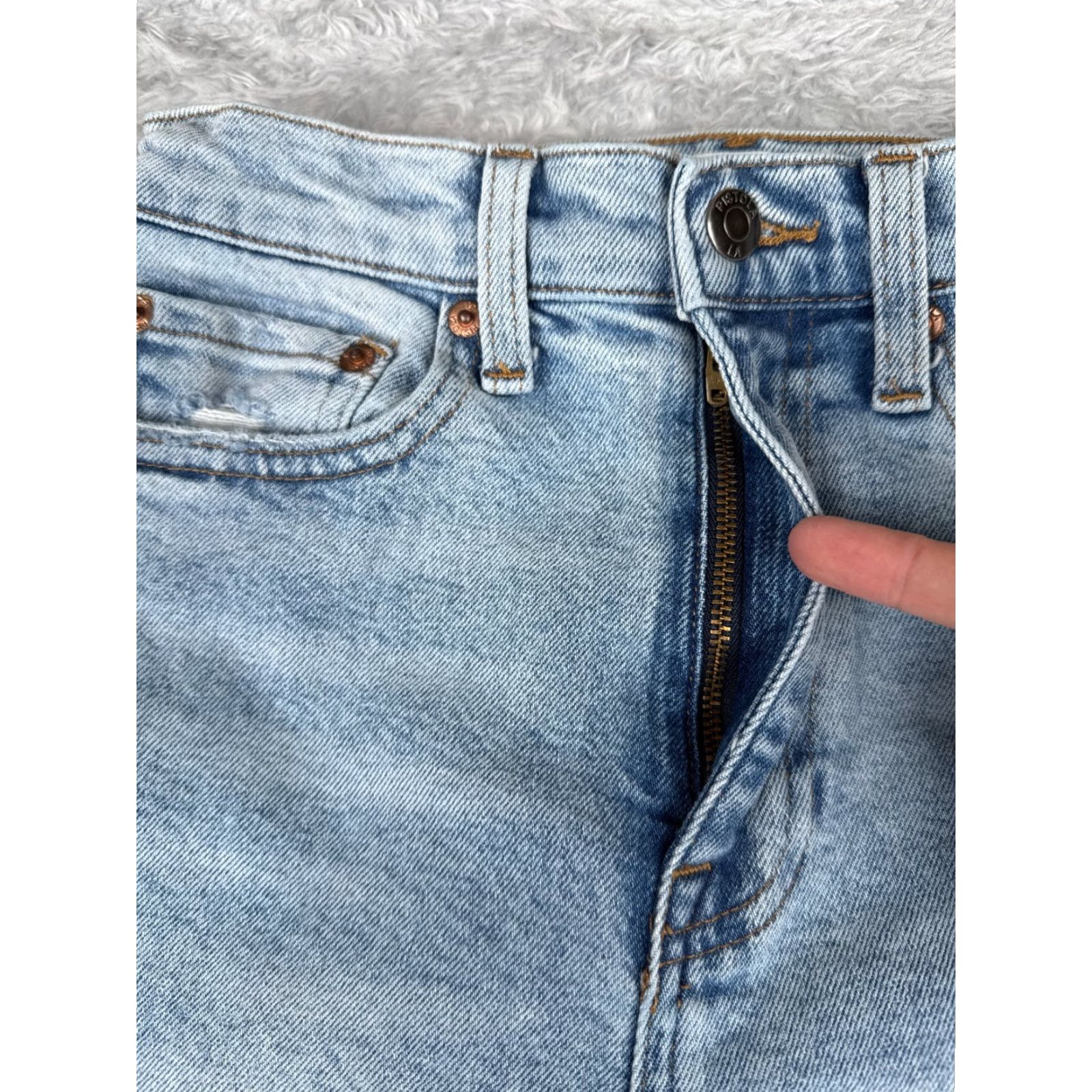 Pistola Pistola Jeans Womens High Rise Flared Distressed Light Wash Denim 25x32 Blue Size 42" / US 20 - 5 Thumbnail