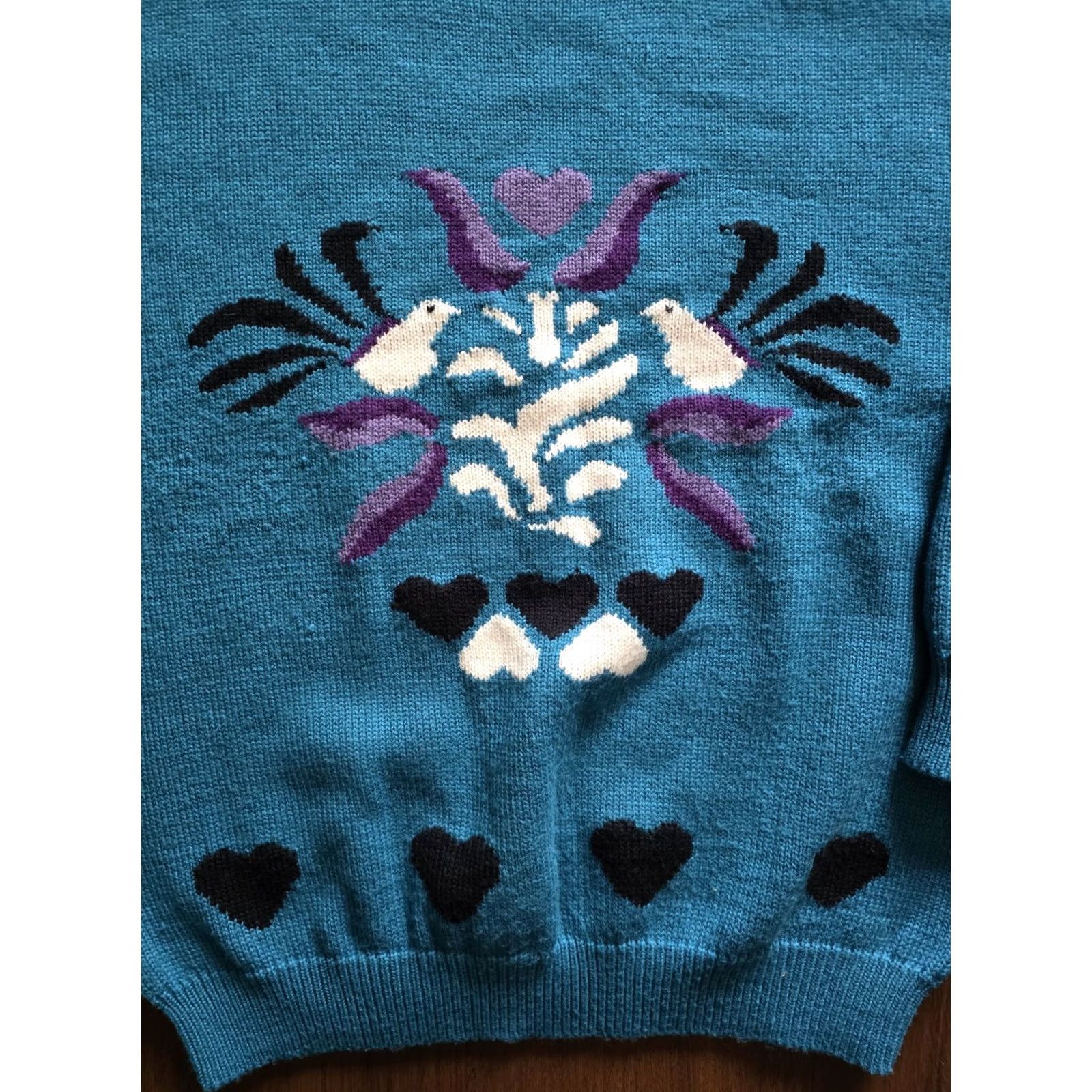 Vintage VINTAGE TanJay Womens Sweater XL 1990s Wool Blend Blue Arts & Crafts 80s 90s Casual Mens Womens Size XL / US 12-14 / IT 48-50 - 2 Thumbnail