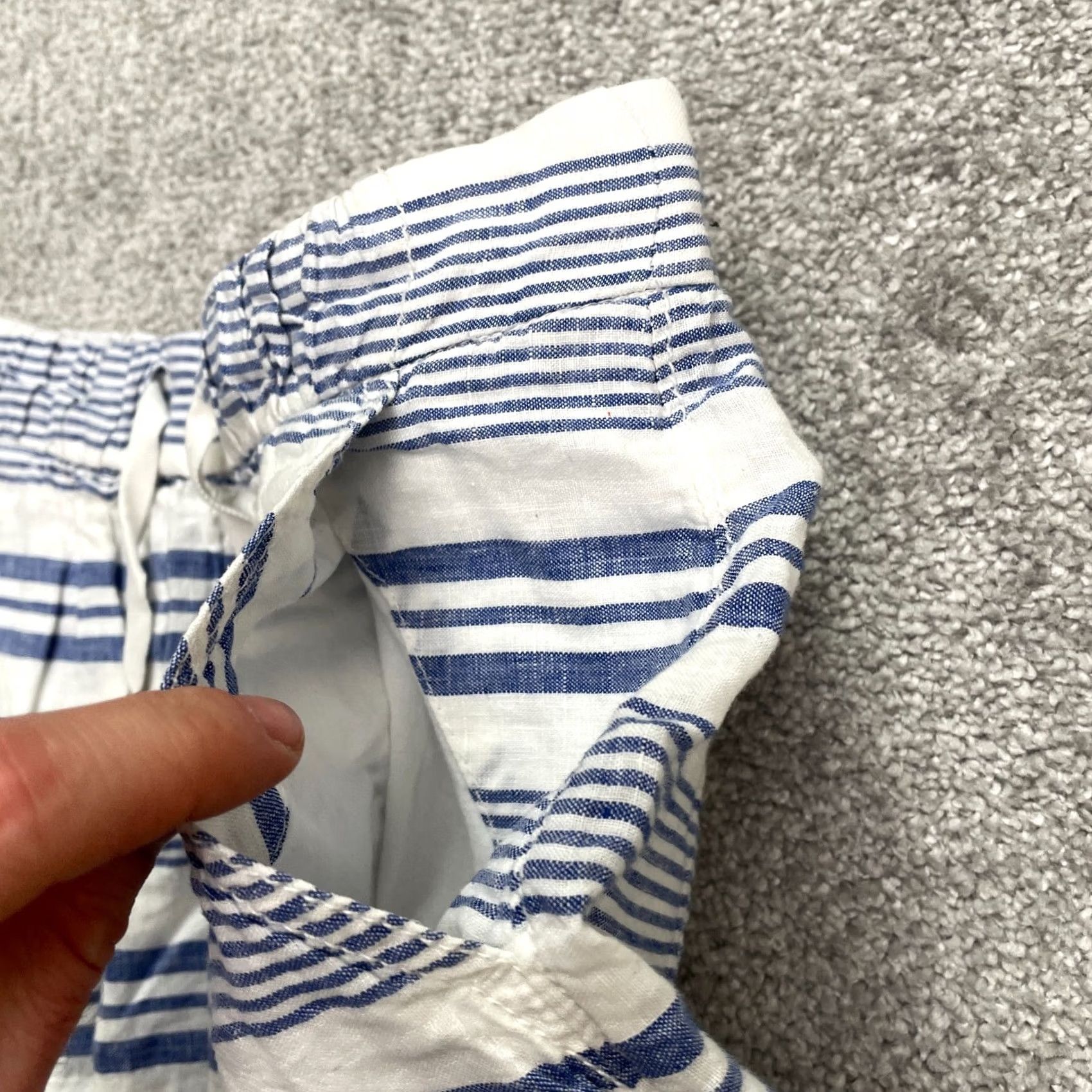 J.Crew J.CREW Mini Skirt Womens 00 Blue White Striped Linen Blend Elastic Casual Size 24" / US 00 / IT 34 - 4 Thumbnail