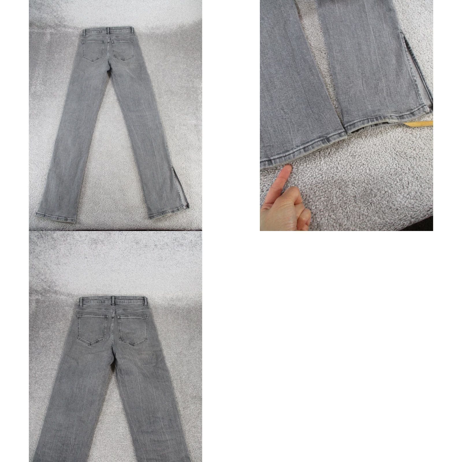 Zara Zara Jeans Womens 6 Tall Gray Denim Split Hem Slim Straight 33.5" Size 28" / US 6 / IT 42 - 9 Thumbnail