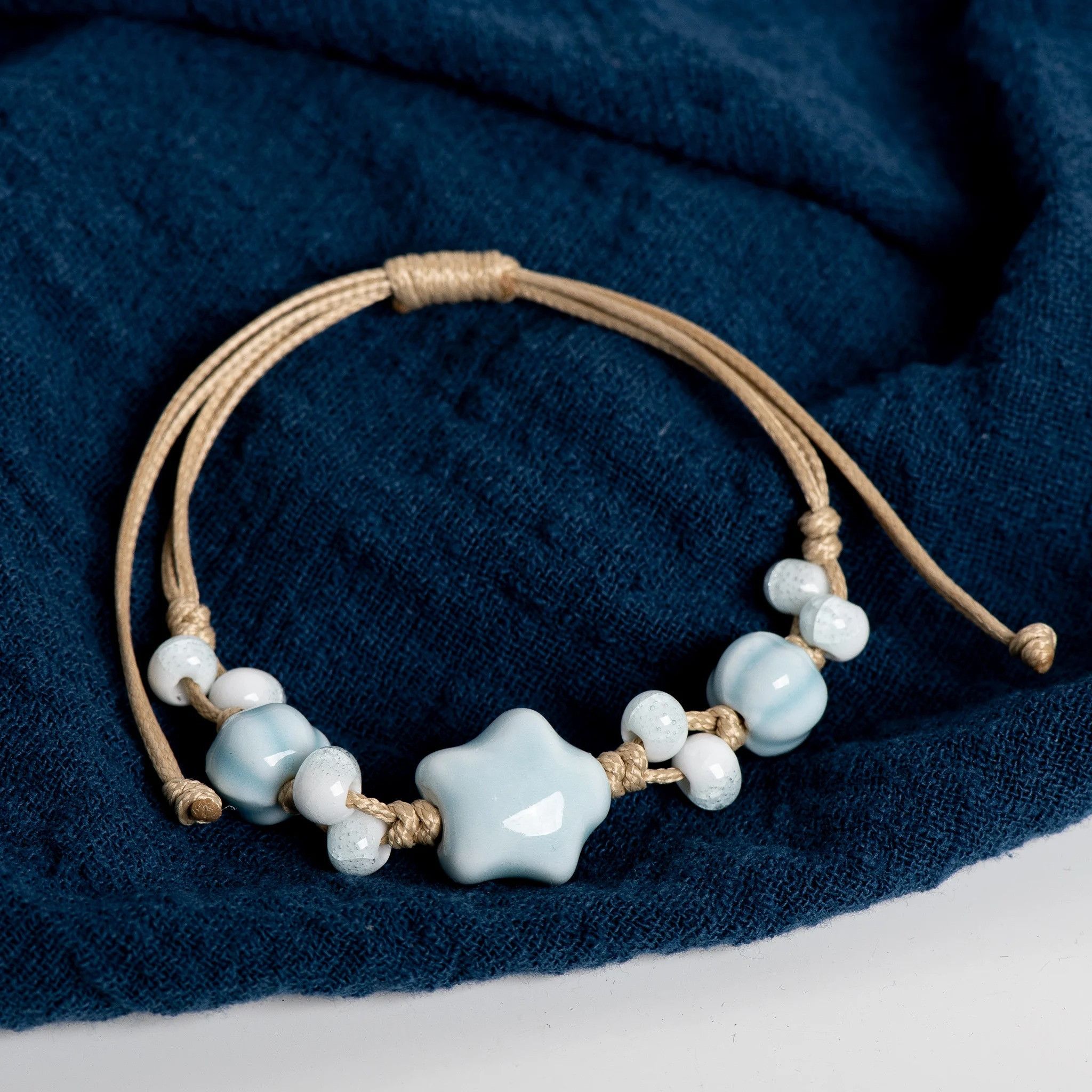 Handmade Star Ceramic Bracelet Handmade Jewelry Gift For Her Size ONE SIZE - 2 Thumbnail
